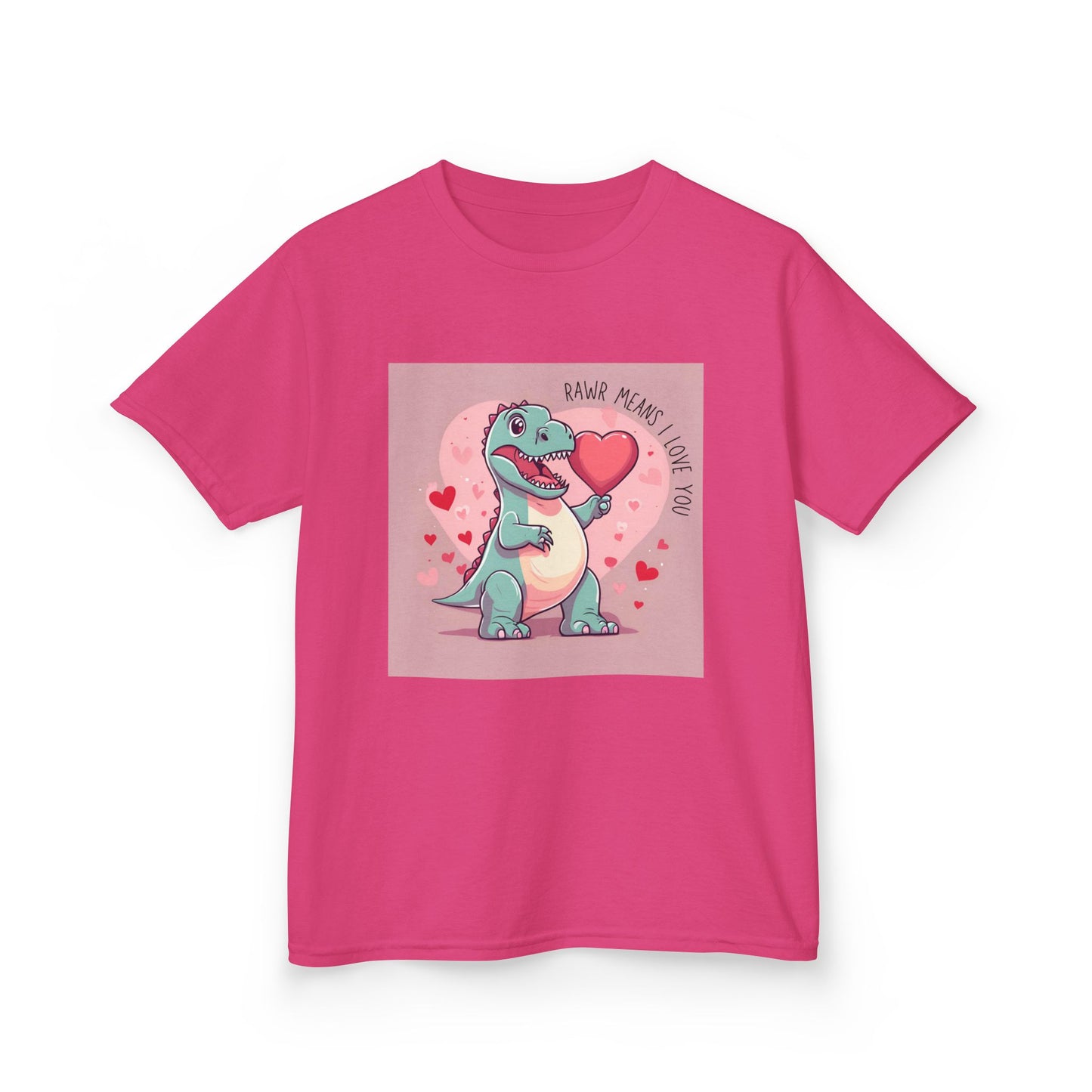 RAWR Means I LOVE YOU - Blue Dino Valentine's Kids Tee
