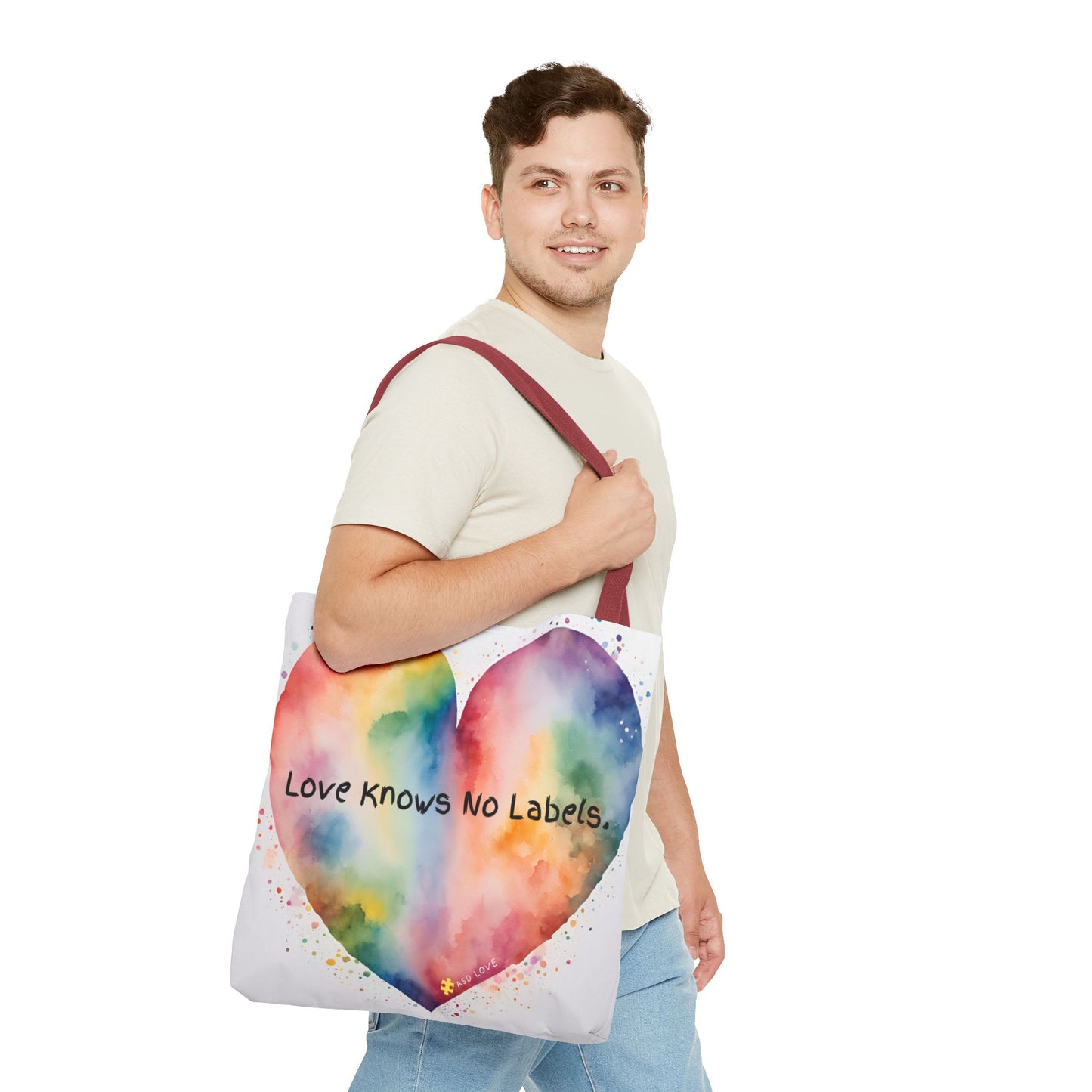 Love Knows No Labels - Big Heart Tote Bag - Show Your True Colors