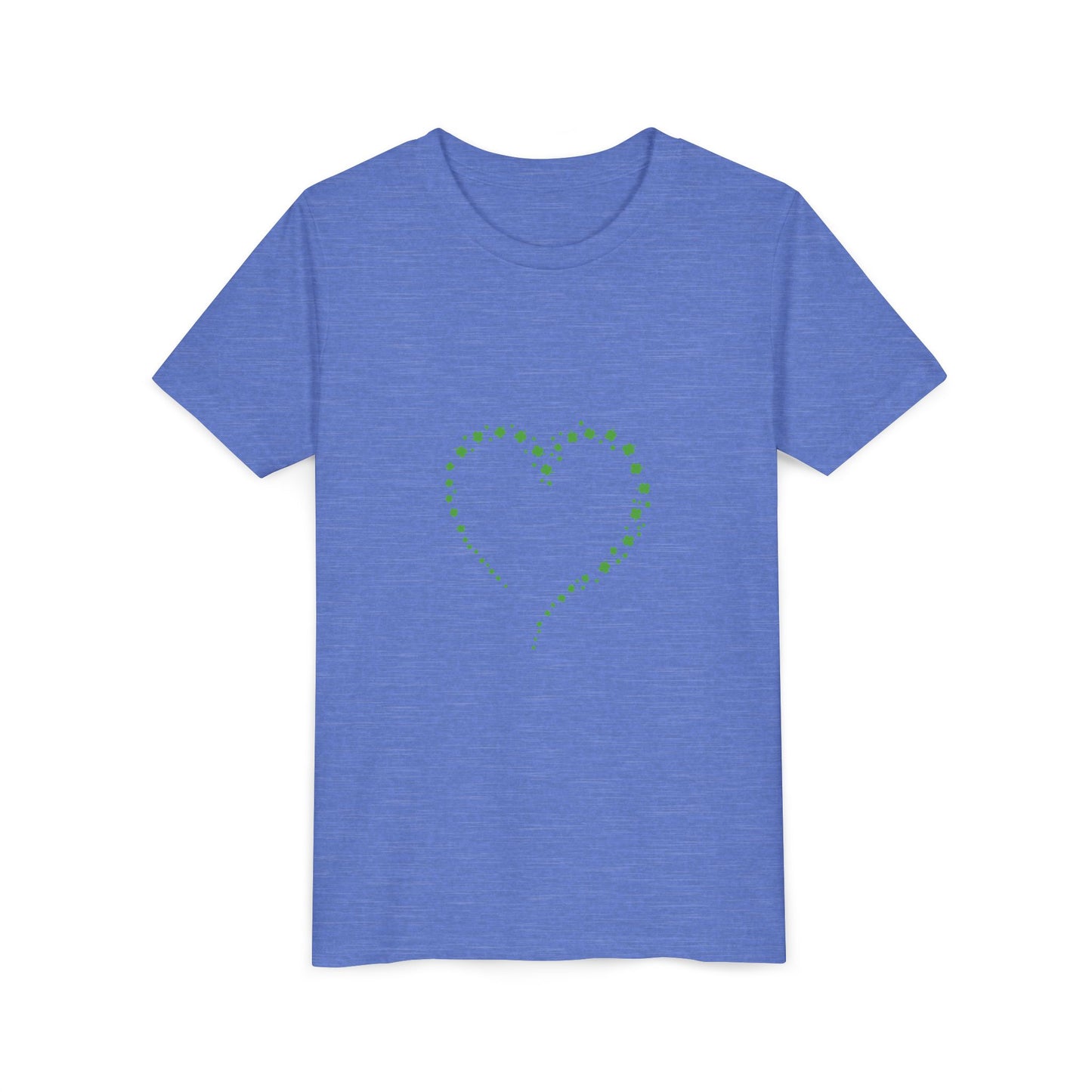 Green Heart Dotted Design Youth Tee | St. Patrick's Day Shamrock Motif