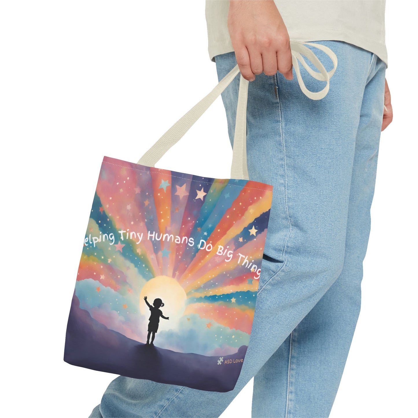 Helping Tiny Humans Do Big Things Tote - Inspiring Kids to Reach for the Stars
