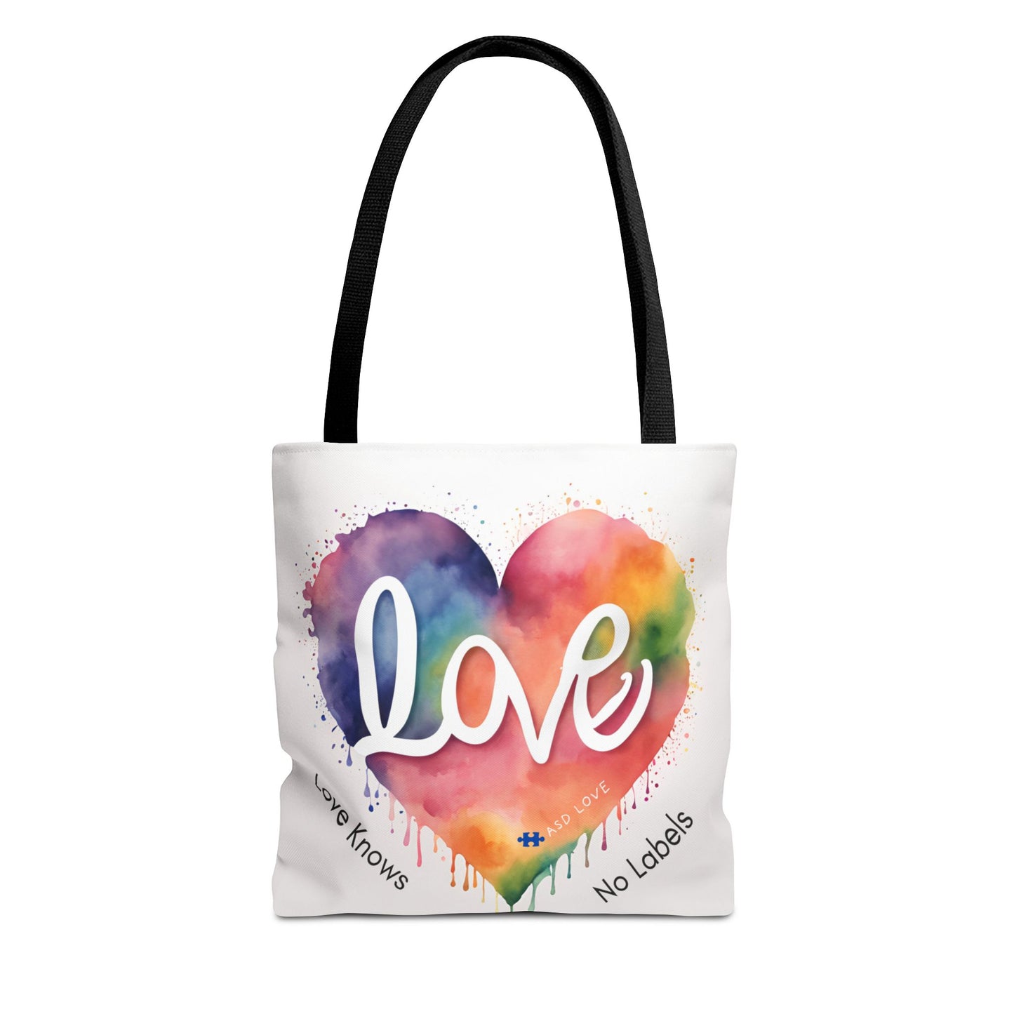 Love Knows No Labels Heart Drip Tote Bag - Show Your Pride & Inclusivity