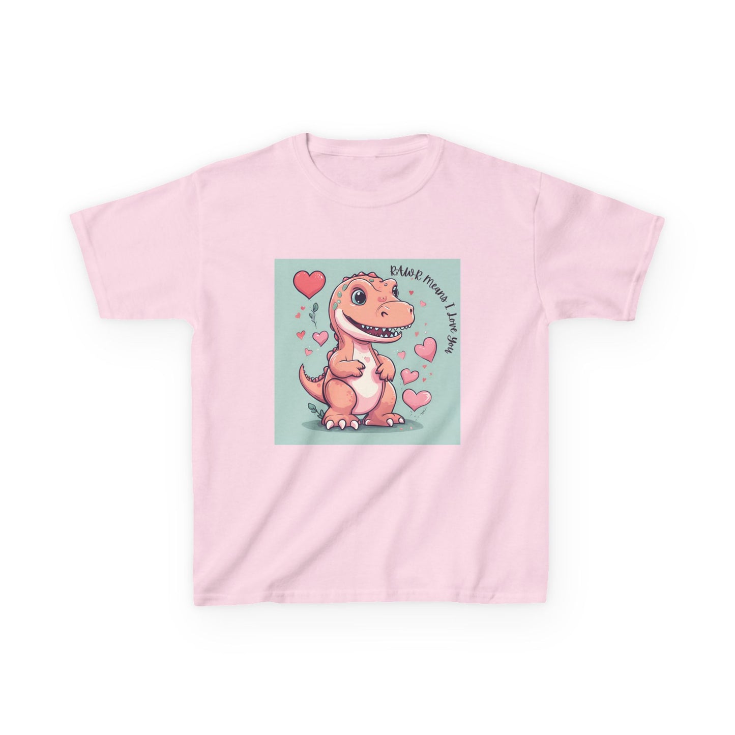 RAWR Means I LOVE YOU - Tan Dino Valentine's Kids Tee
