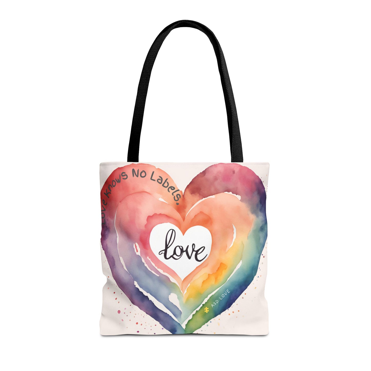 Love Knows No Labels Watercolor Heart Tote Bag - Celebrate Diversity &Unity