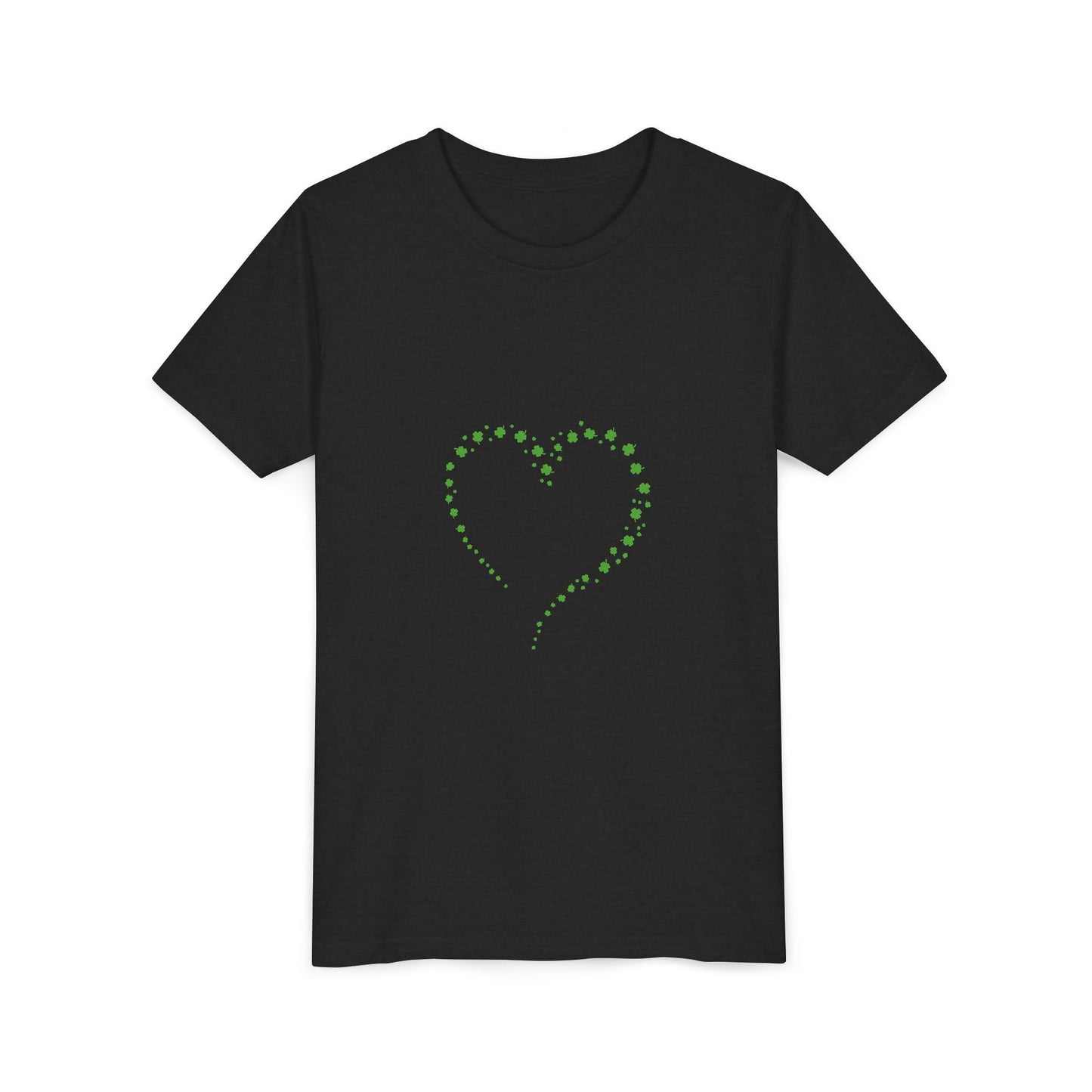 Green Heart Dotted Design Youth Tee | St. Patrick's Day Shamrock Motif