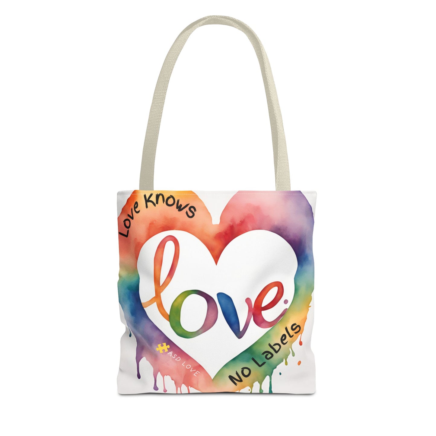 Love Knows No Labels Watercolor Drip Tote Bag - Embrace Acceptance & Harmony