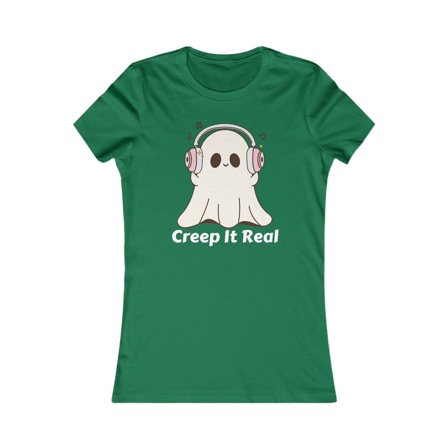 Creep It Real (WF) - Fun Ghost Halloween Tee - Ghost with Headphones