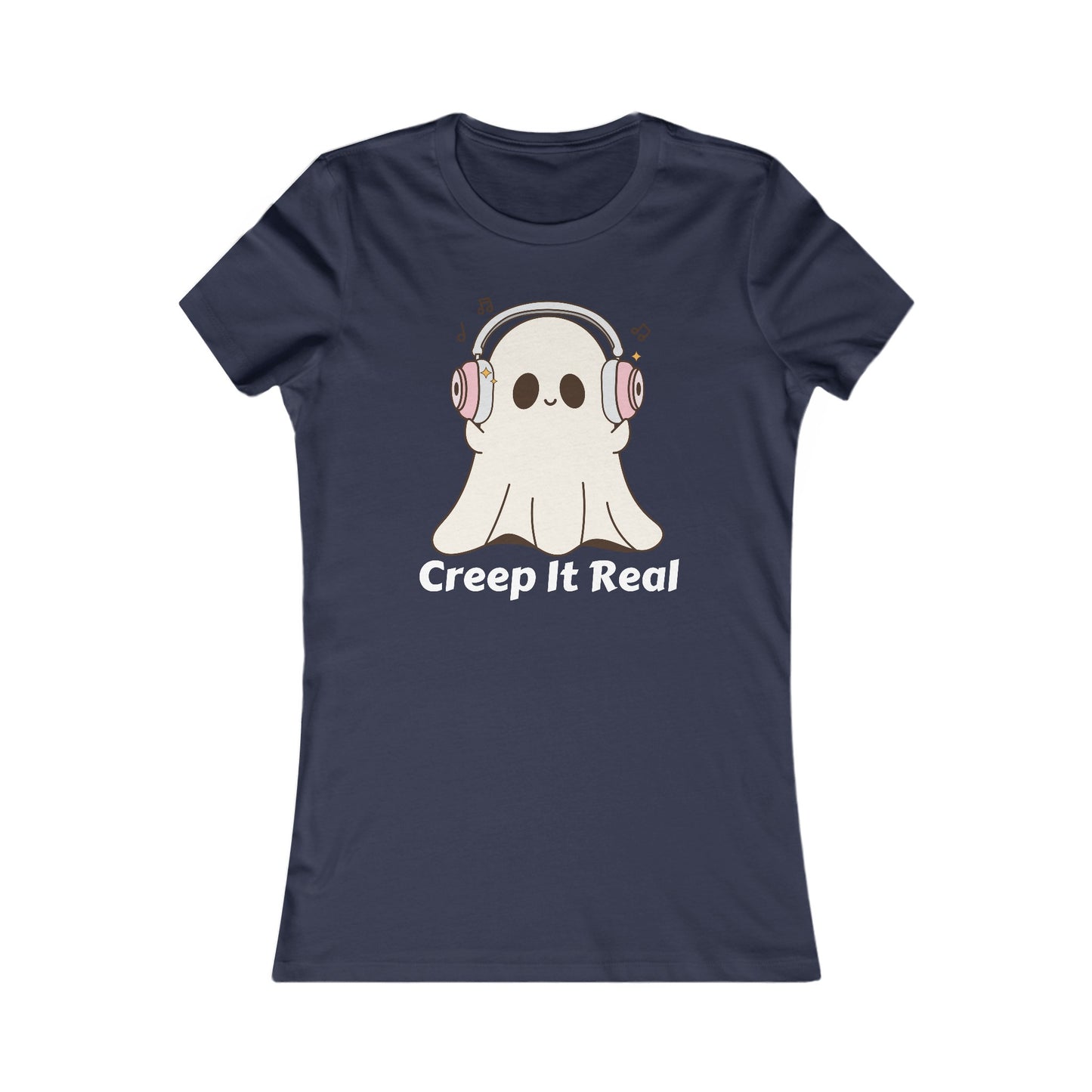 Creep It Real (WF) - Fun Ghost Halloween Tee - Ghost with Headphones