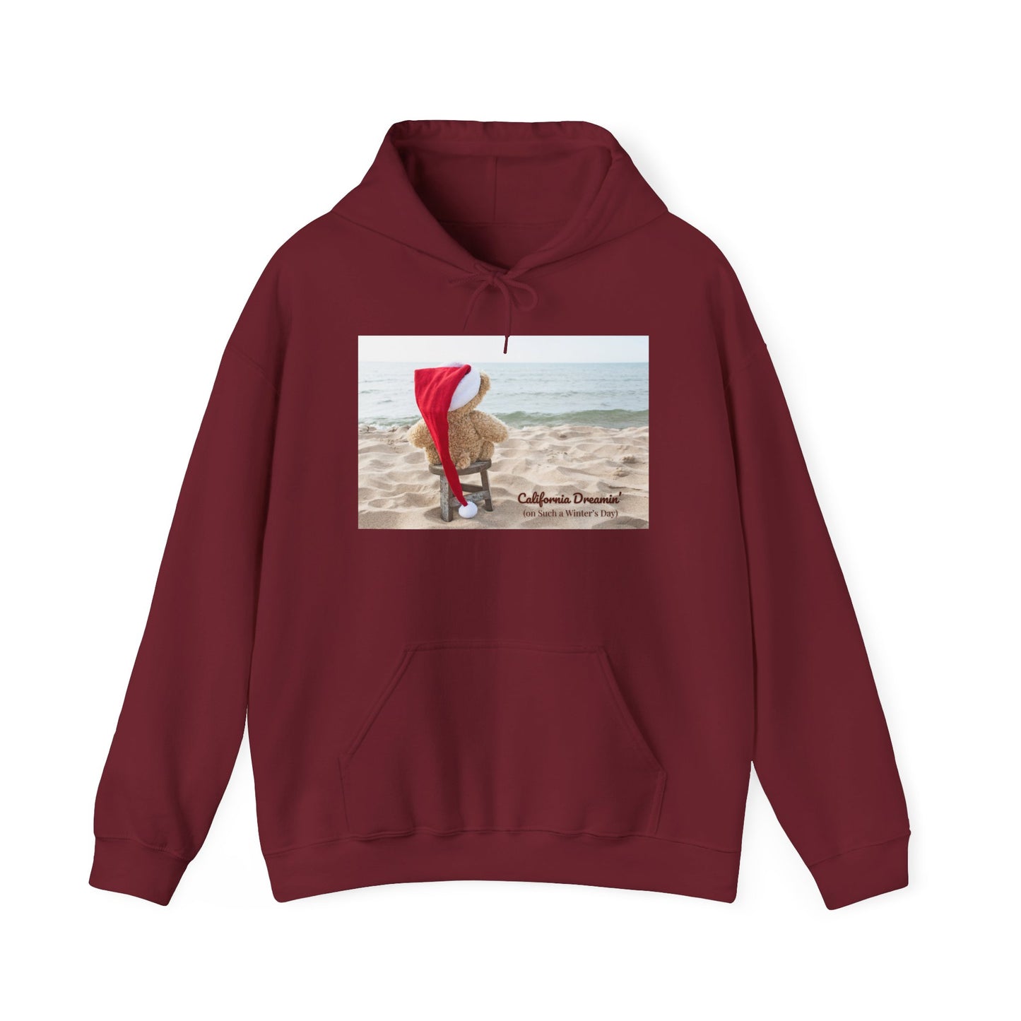 California Christmas Hoodie | Santa Bear on the Beach | Cozy Winter Hoodie | Funny Holiday Sweatshirt | West Coast Xmas Gift