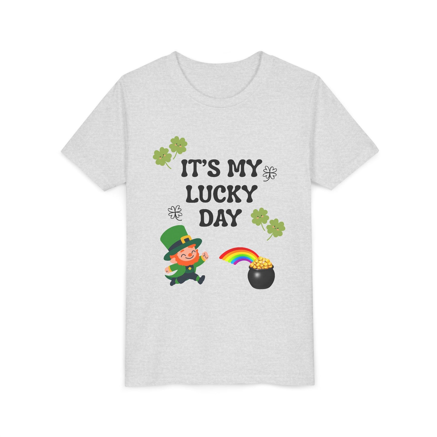 It's My Lucky Day Youth Tee | St. Patrick's Day Leprechaun, Shamrocks, Rainbow Pot of Gold