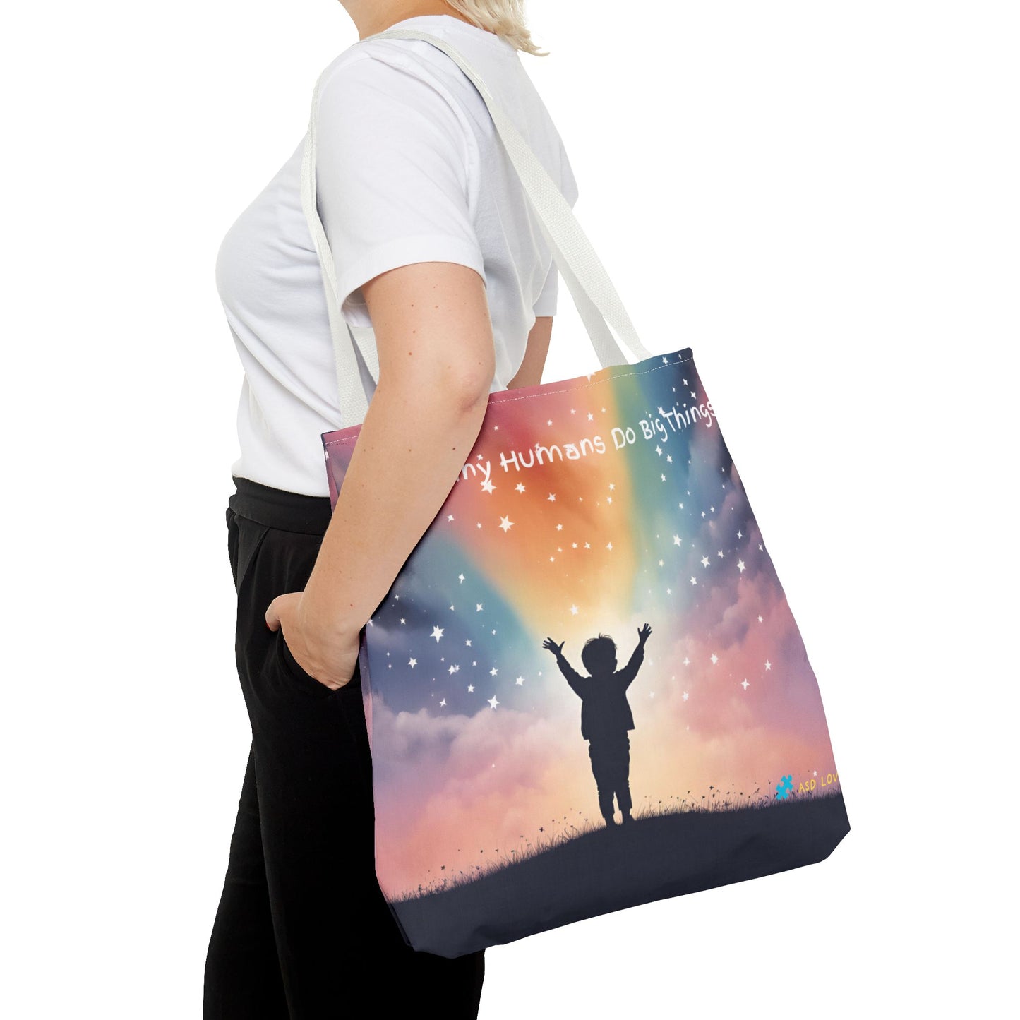 Helping Tiny Humans Do Big Things Tote - Inspiring Kids to Reach for the Stars
