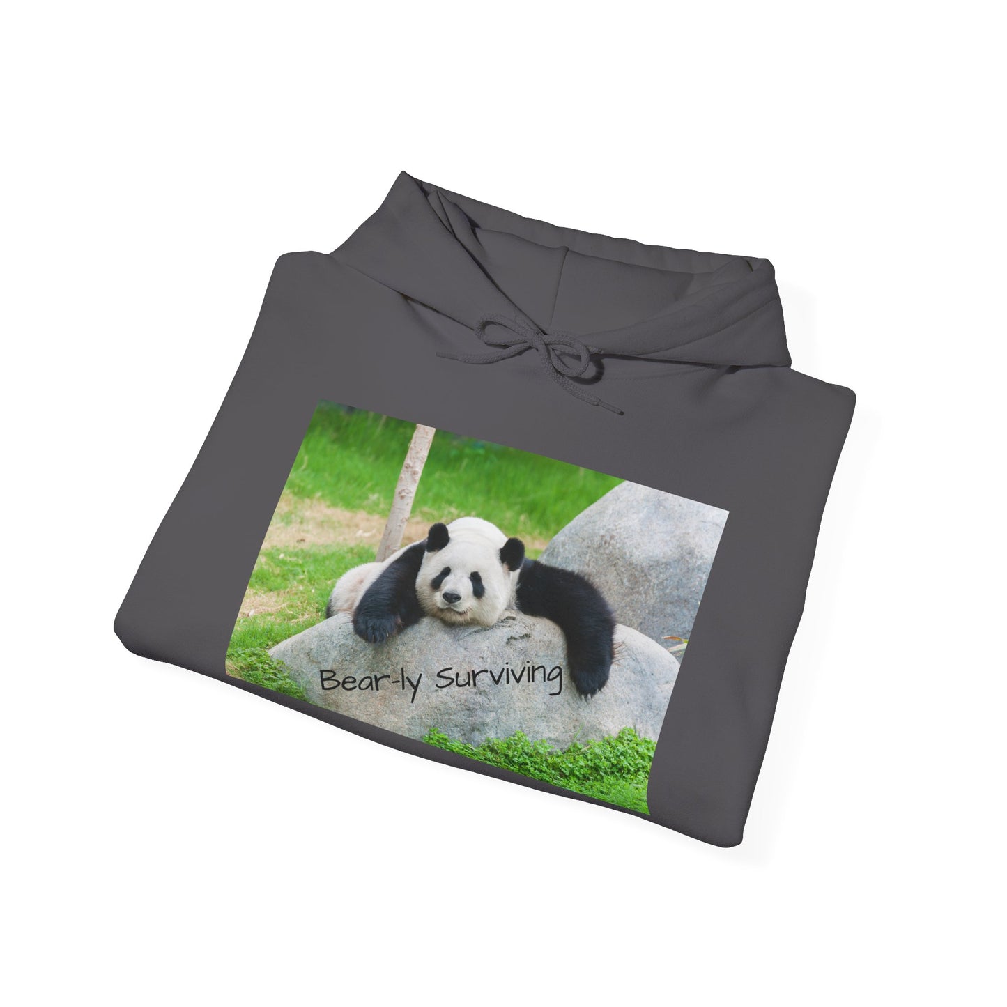 Funny Panda Hoodie | Bear-ly Surviving Sweatshirt | Lazy Mood Cozy Hoodie | Mental Health Humor Gift | Unisex Loungewear | Panda Lover