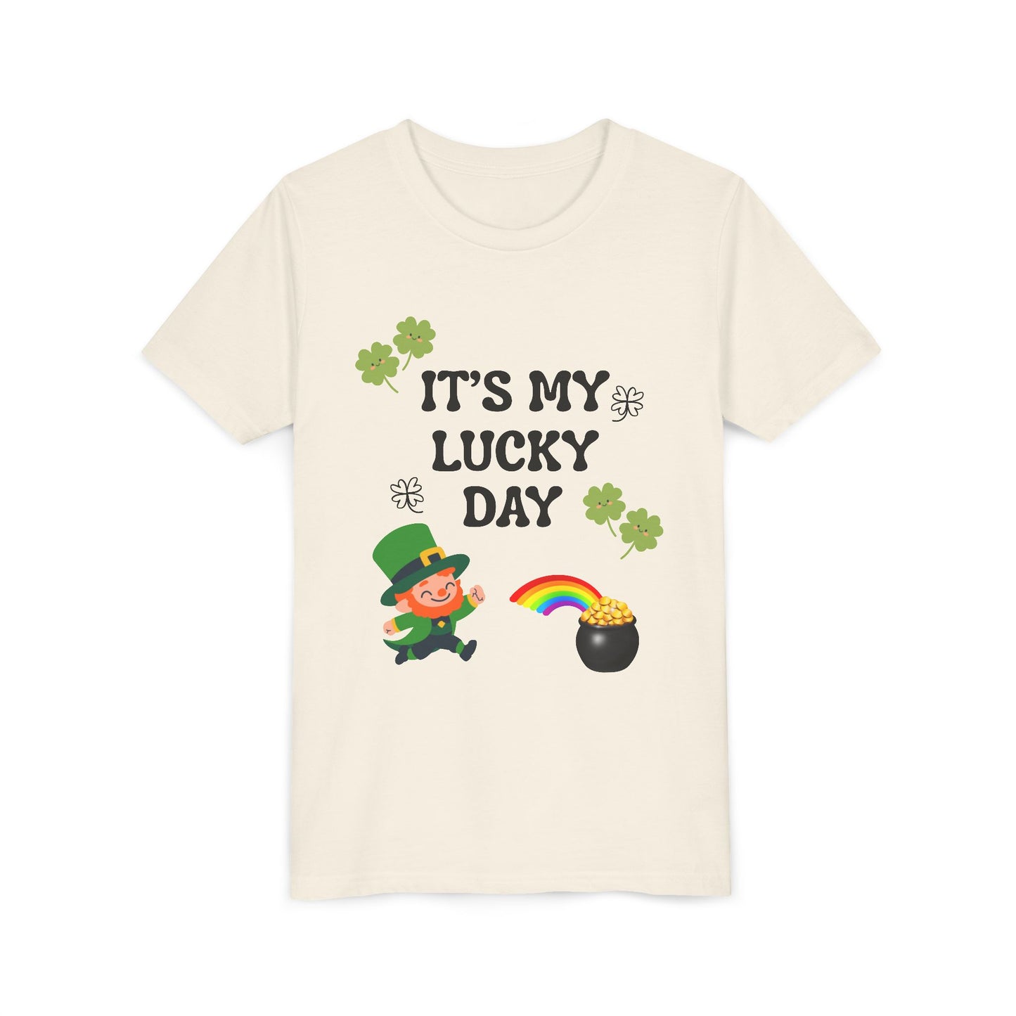 It's My Lucky Day Youth Tee | St. Patrick's Day Leprechaun, Shamrocks, Rainbow Pot of Gold