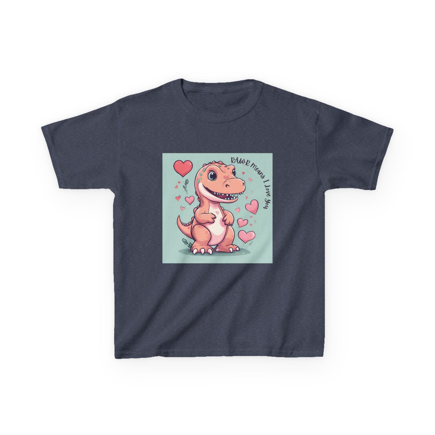 RAWR Means I LOVE YOU - Tan Dino Valentine's Kids Tee