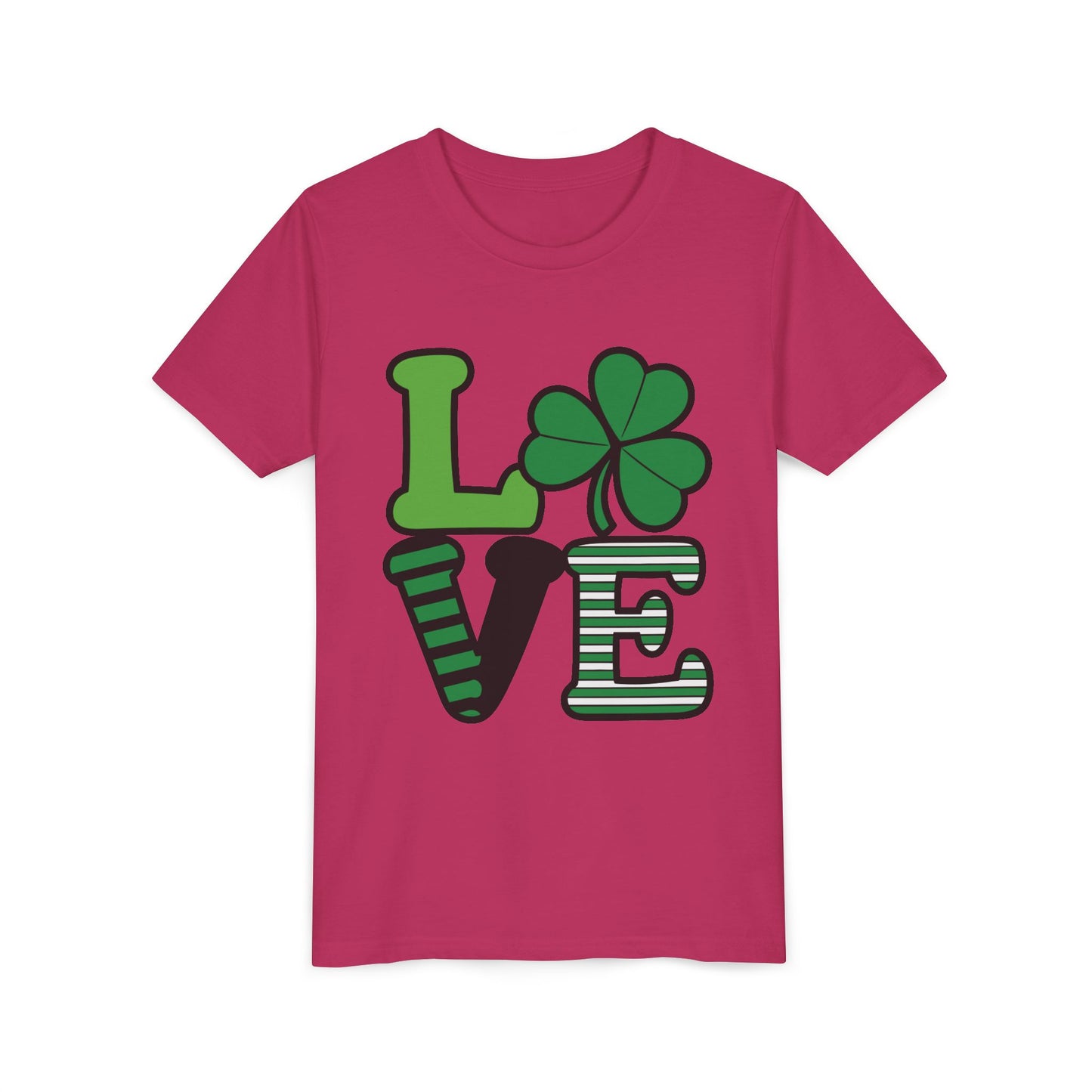 LOVE Shamrock Youth Tee | St. Patrick's Day Clover Graphic