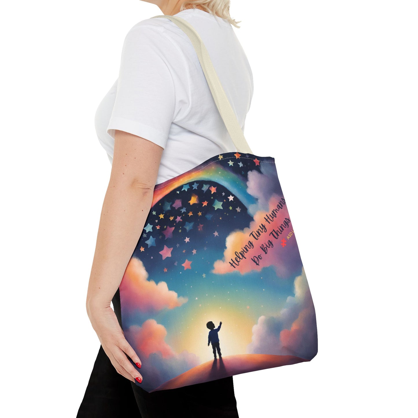 Helping Tiny Humans Do Big Things Tote - Inspiring Kids to Reach for the Stars