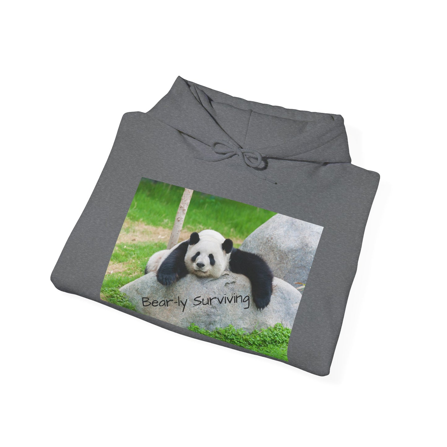 Funny Panda Hoodie | Bear-ly Surviving Sweatshirt | Lazy Mood Cozy Hoodie | Mental Health Humor Gift | Unisex Loungewear | Panda Lover