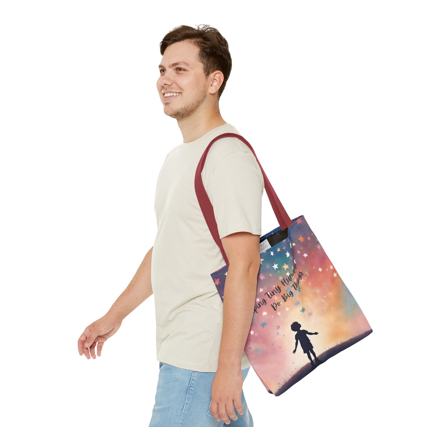 Helping Tiny Humans Do Big Things Tote - Inspiring Kids to Reach for the Stars