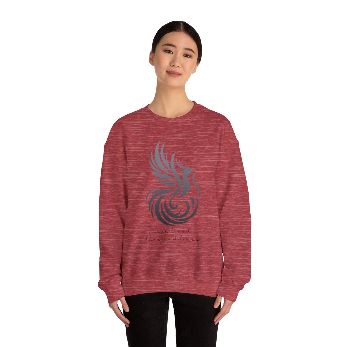 Phoenix Rising Sweatshirt - I Have Lived a Thousand Lives | Inspirational Unisex Sweatshirt - BlackF