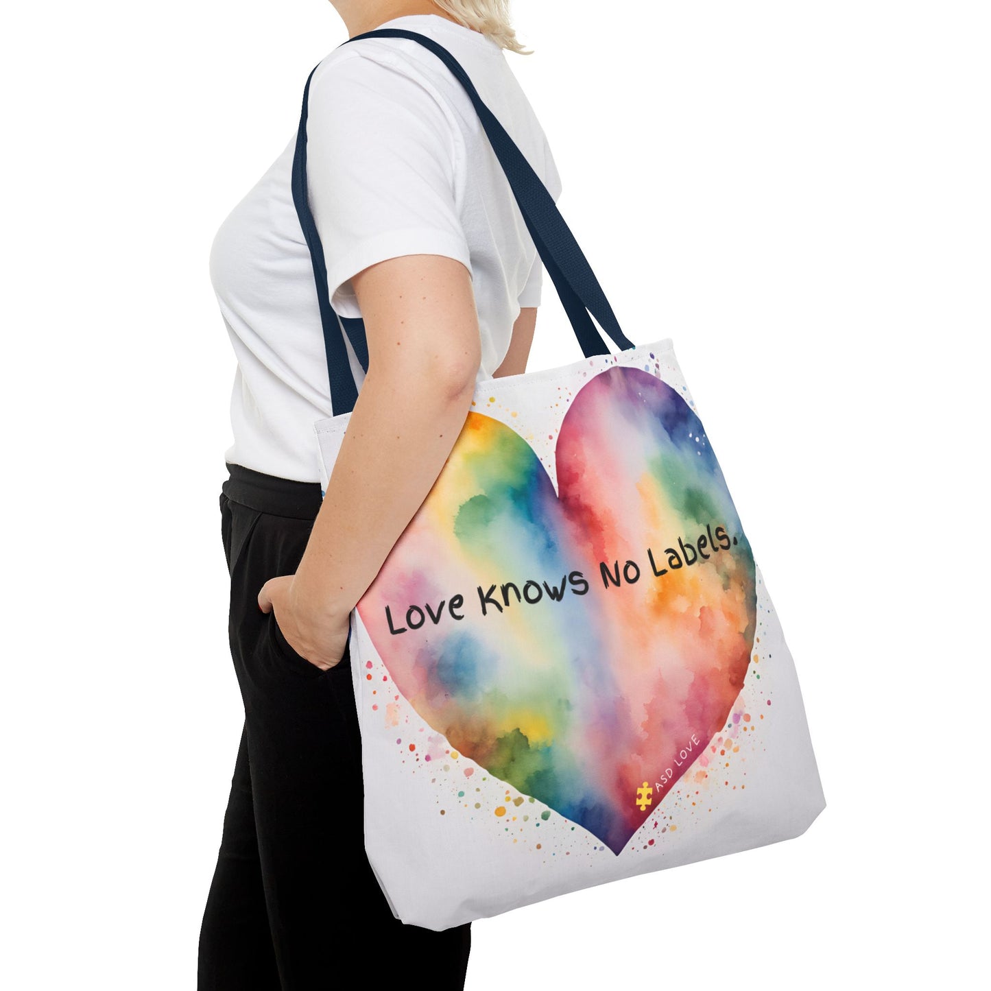 Love Knows No Labels - Big Heart Tote Bag - Show Your True Colors