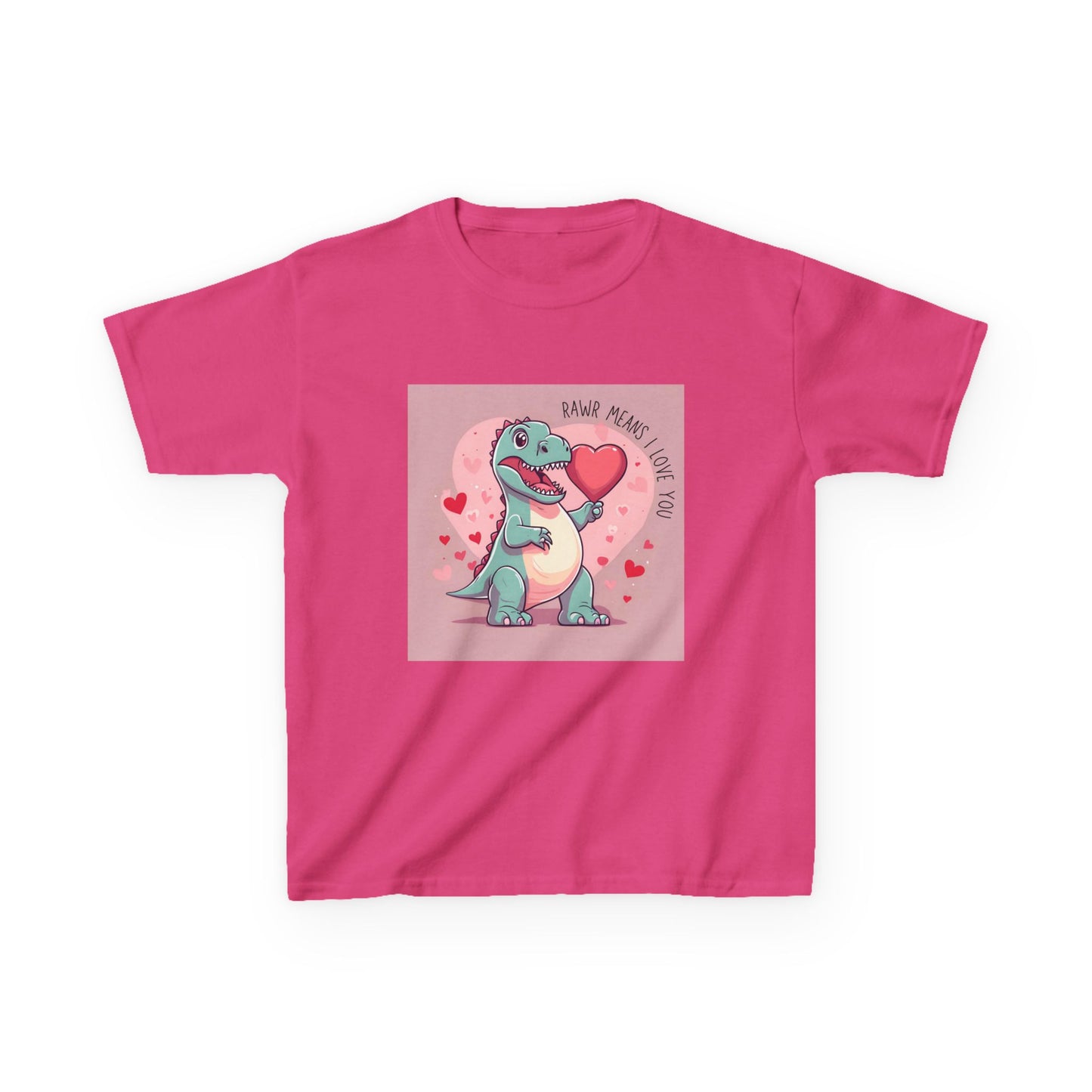 RAWR Means I LOVE YOU - Blue Dino Valentine's Kids Tee