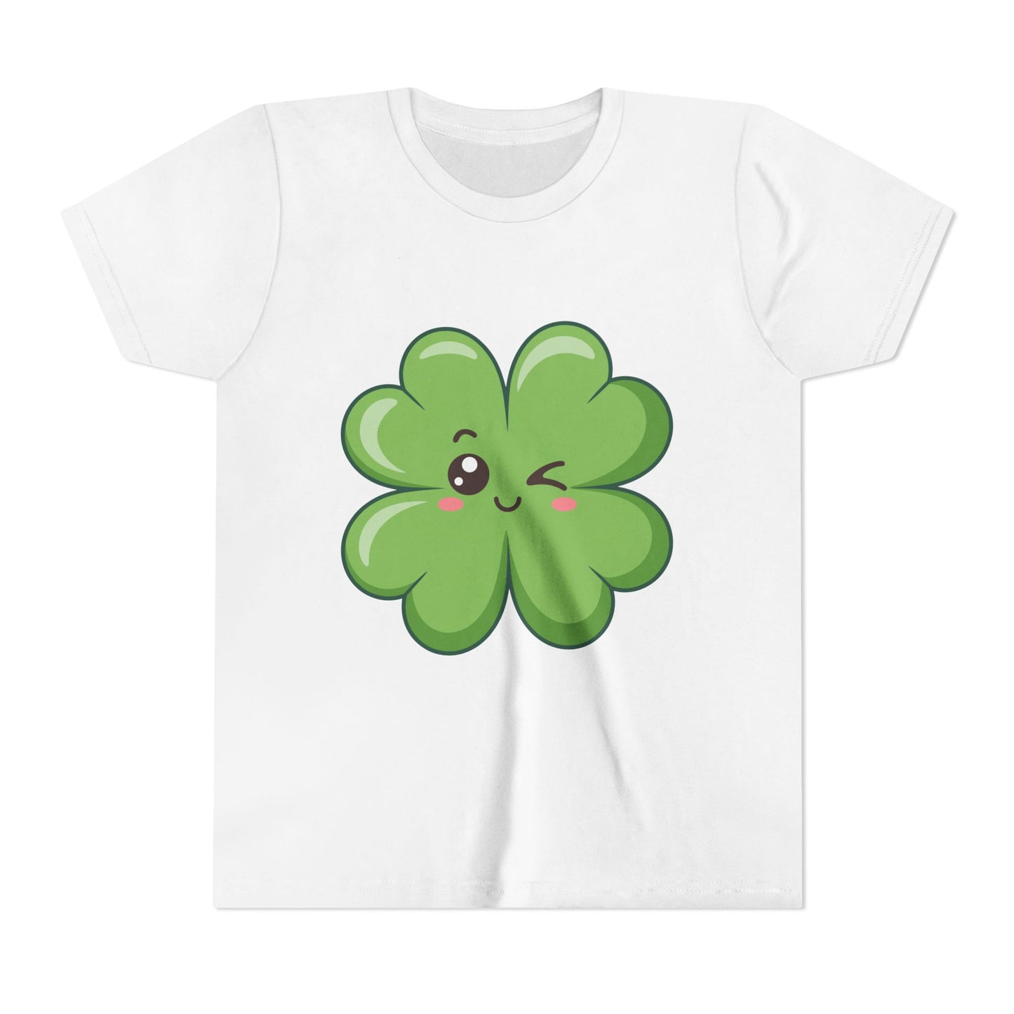 Kawaii Lucky Four-Leaf Clover Youth Tee | Cute St. Patrick's Day Shirt