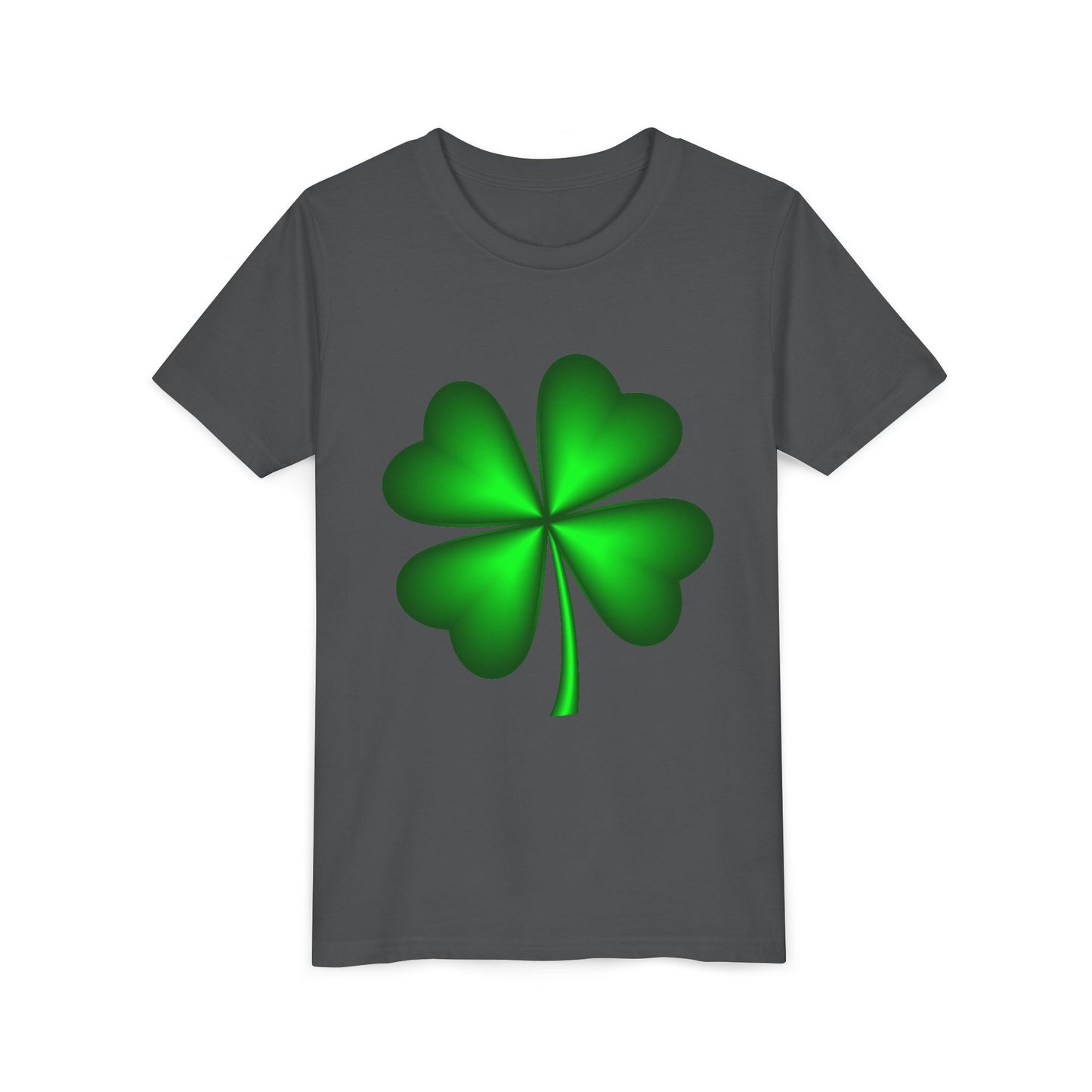 Green Four-Leaf Clover Youth Tee | St. Patrick's Day Shamrock Shirt