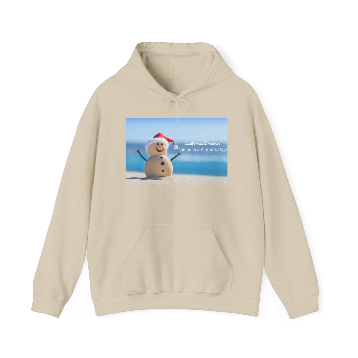 California Dreamin Hoodie | Funny Beach Snowman Christmas Sweatshirt | Warm Holiday Hoodie | Winter Vacation Gift | Unisex Fit