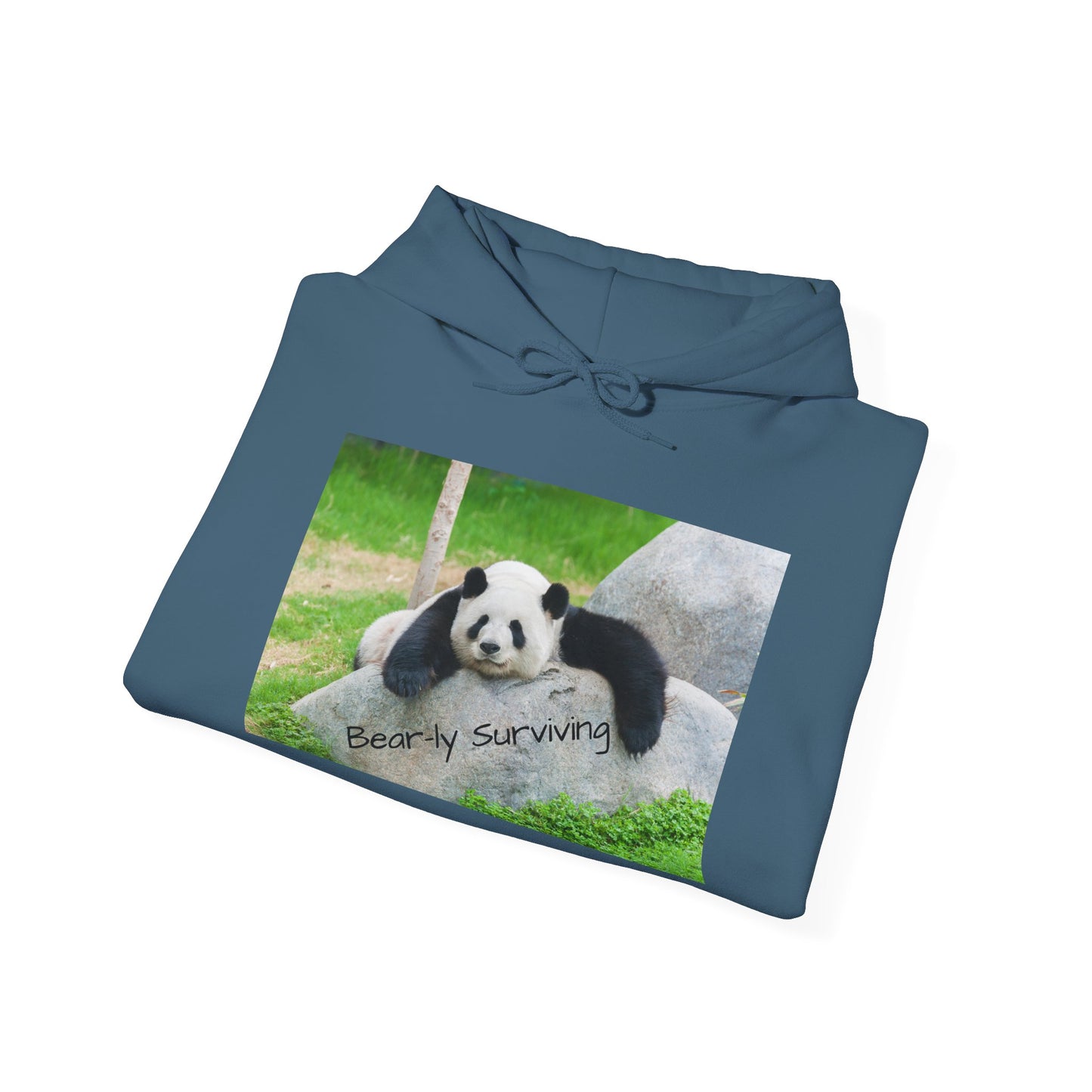 Funny Panda Hoodie | Bear-ly Surviving Sweatshirt | Lazy Mood Cozy Hoodie | Mental Health Humor Gift | Unisex Loungewear | Panda Lover
