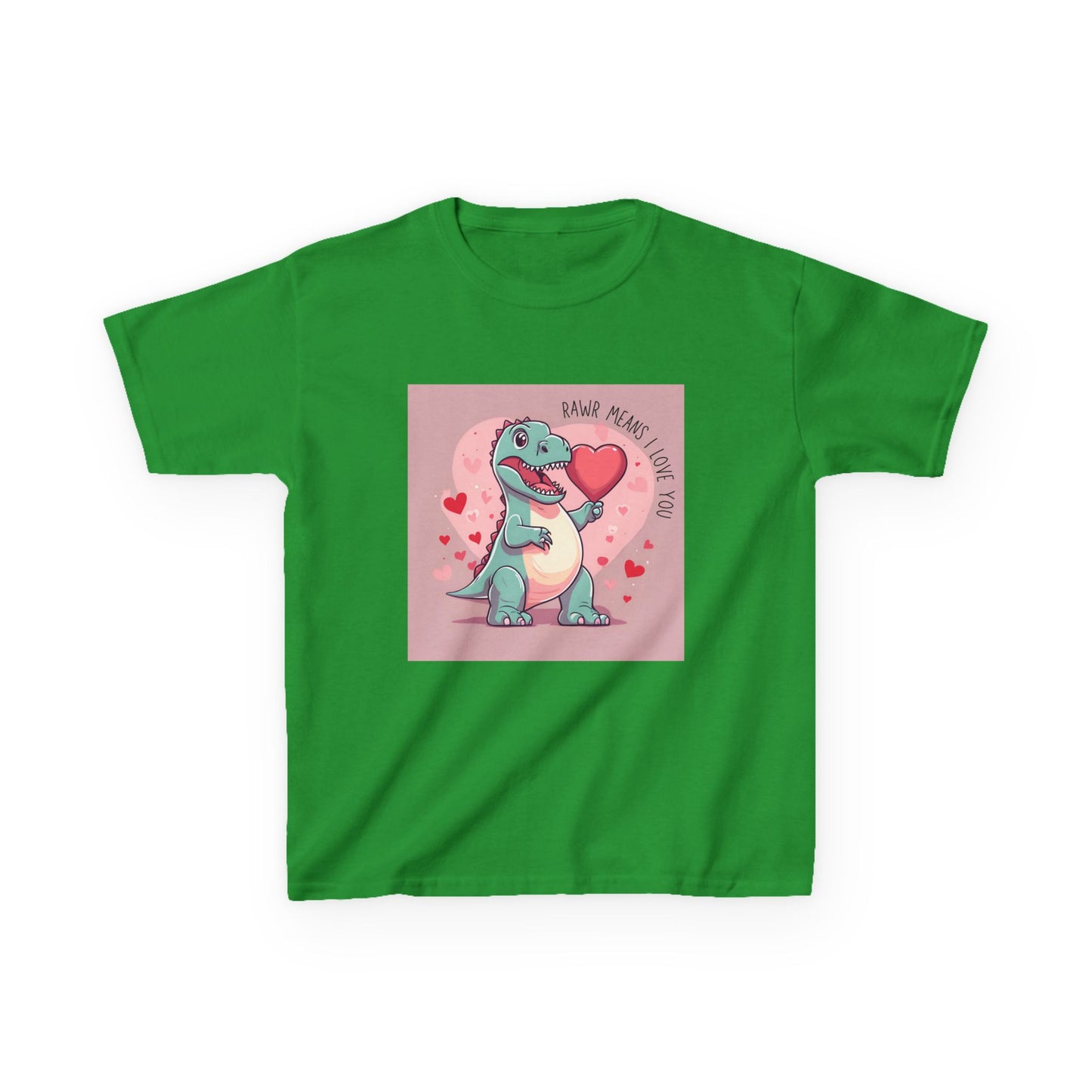 RAWR Means I LOVE YOU - Blue Dino Valentine's Kids Tee