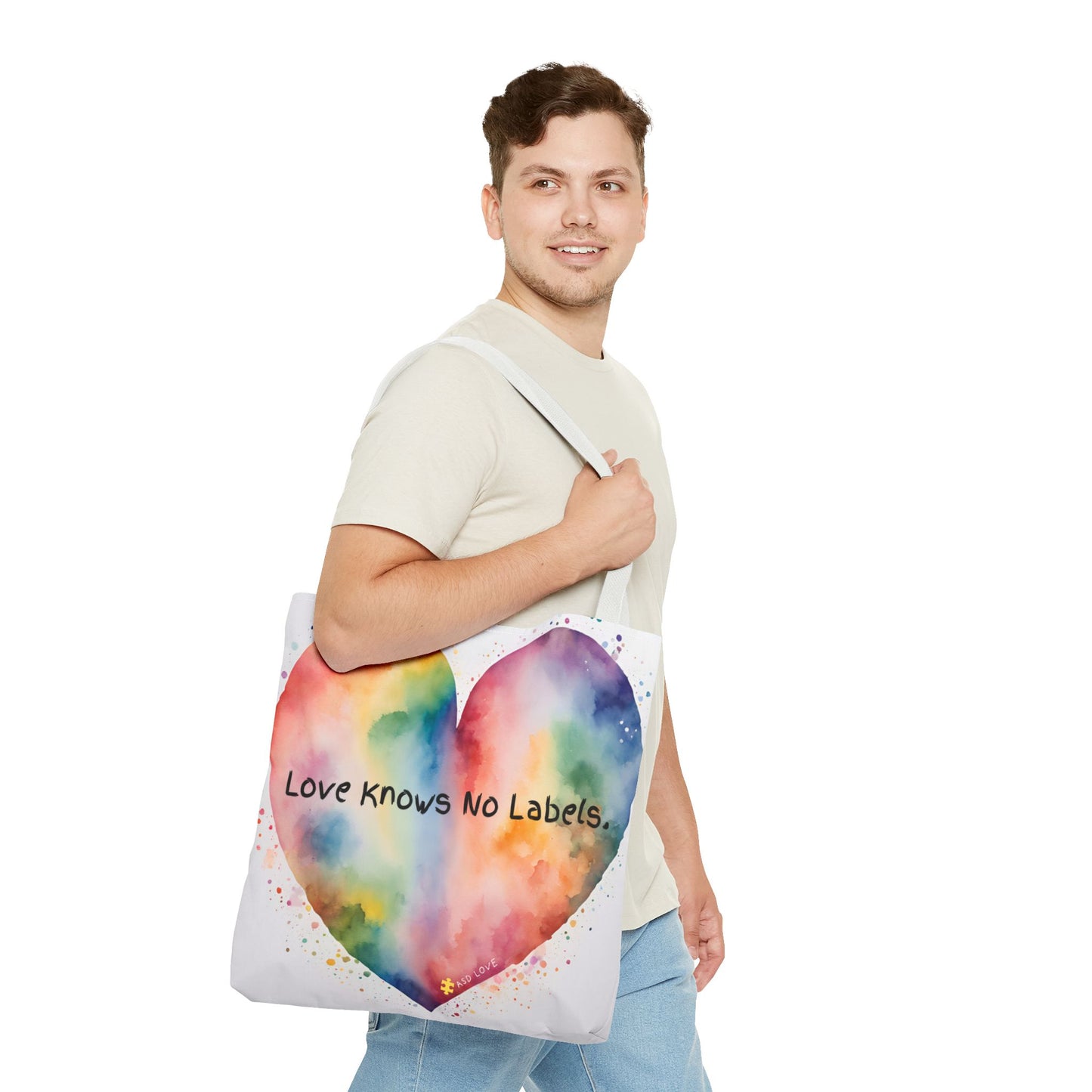 Love Knows No Labels - Big Heart Tote Bag - Show Your True Colors