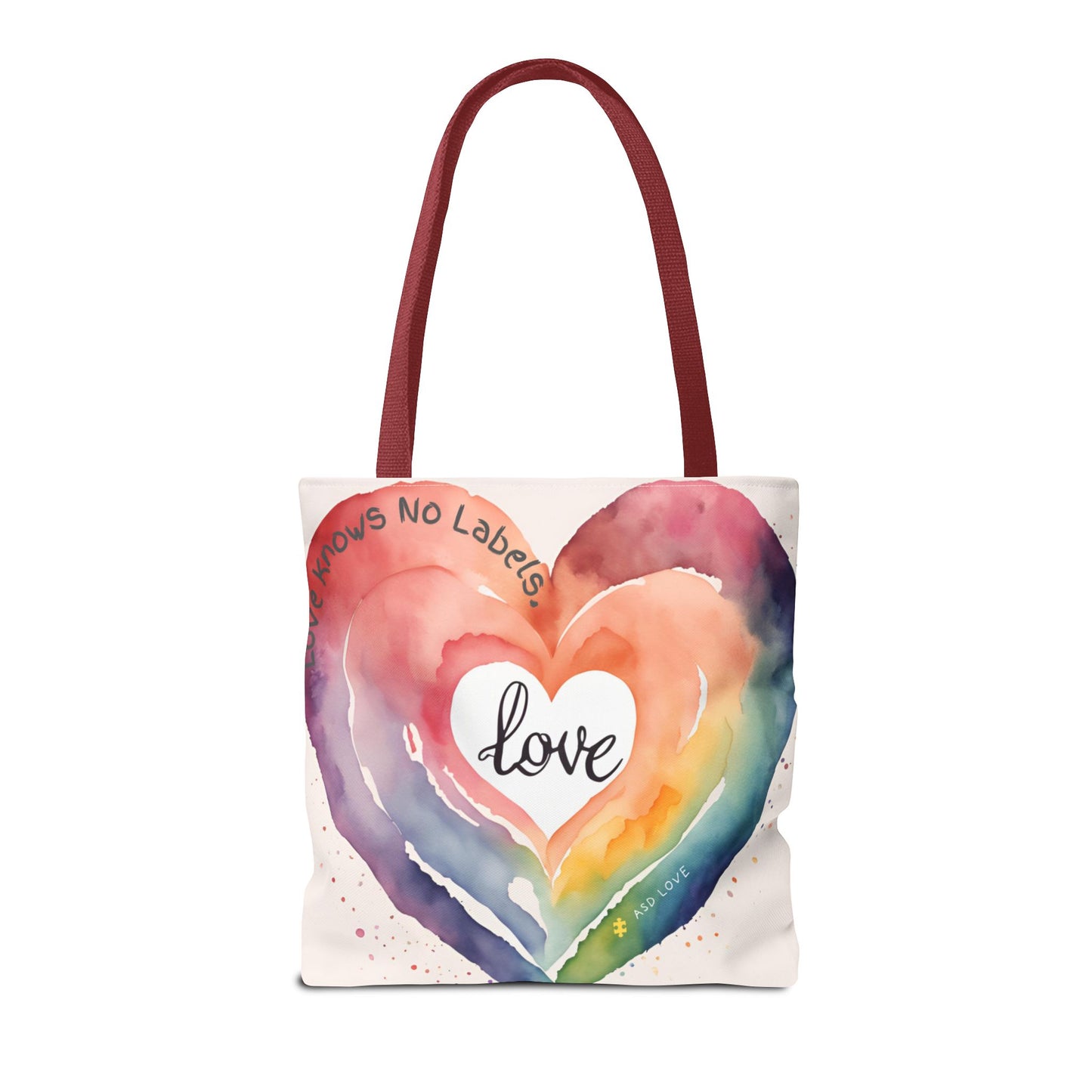 Love Knows No Labels Watercolor Heart Tote Bag - Celebrate Diversity &Unity