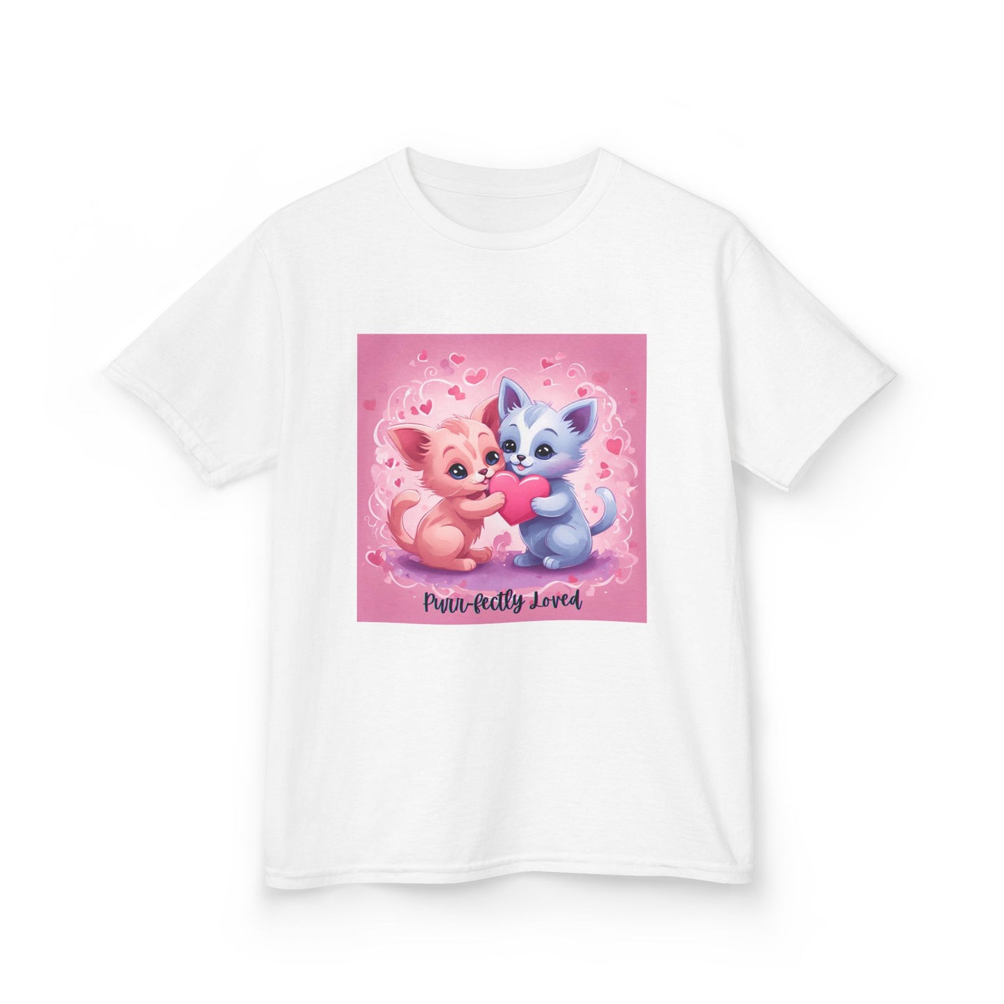 Purr-fectly Loved - Pink & Blue Kittens Valentine's Kids Tee
