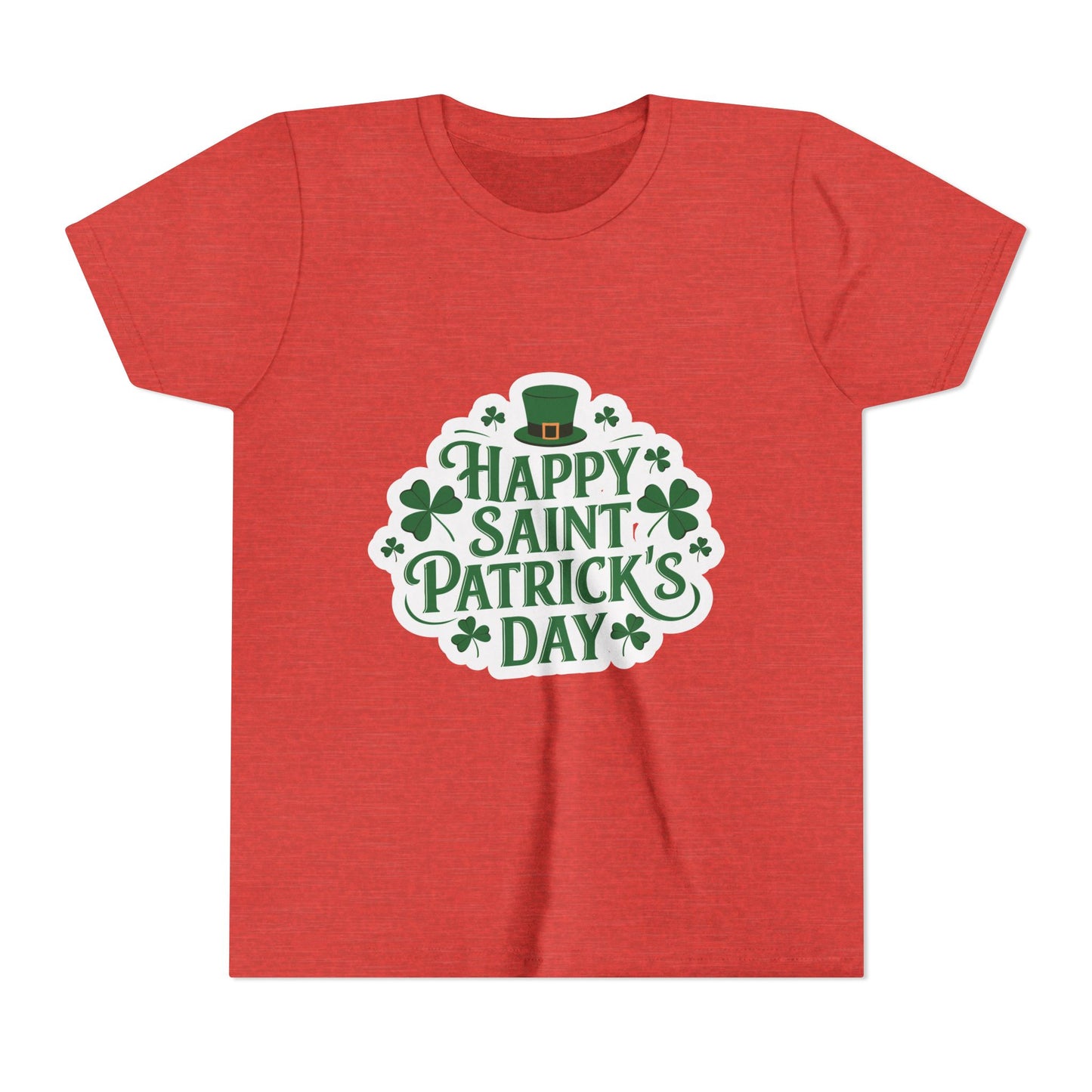 Happy Saint Patrick's Day Youth Tee | Shamrocks, Leprechaun Hat