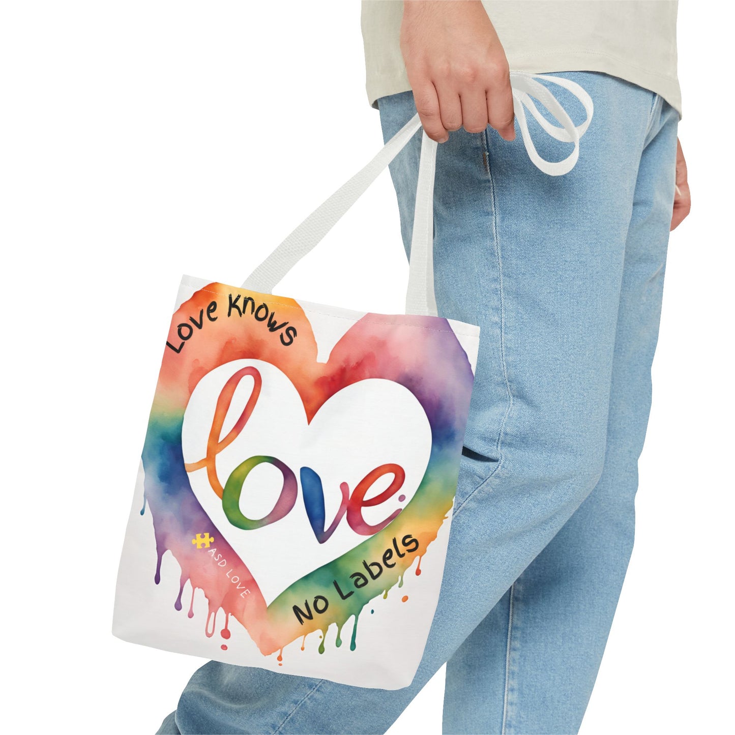 Love Knows No Labels Watercolor Drip Tote Bag - Embrace Acceptance & Harmony