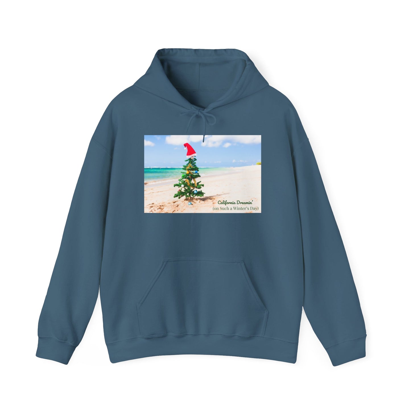 California Dreamin (on Such a Winter's Day) Hoodie - Featuring Santa Tree on the Beach