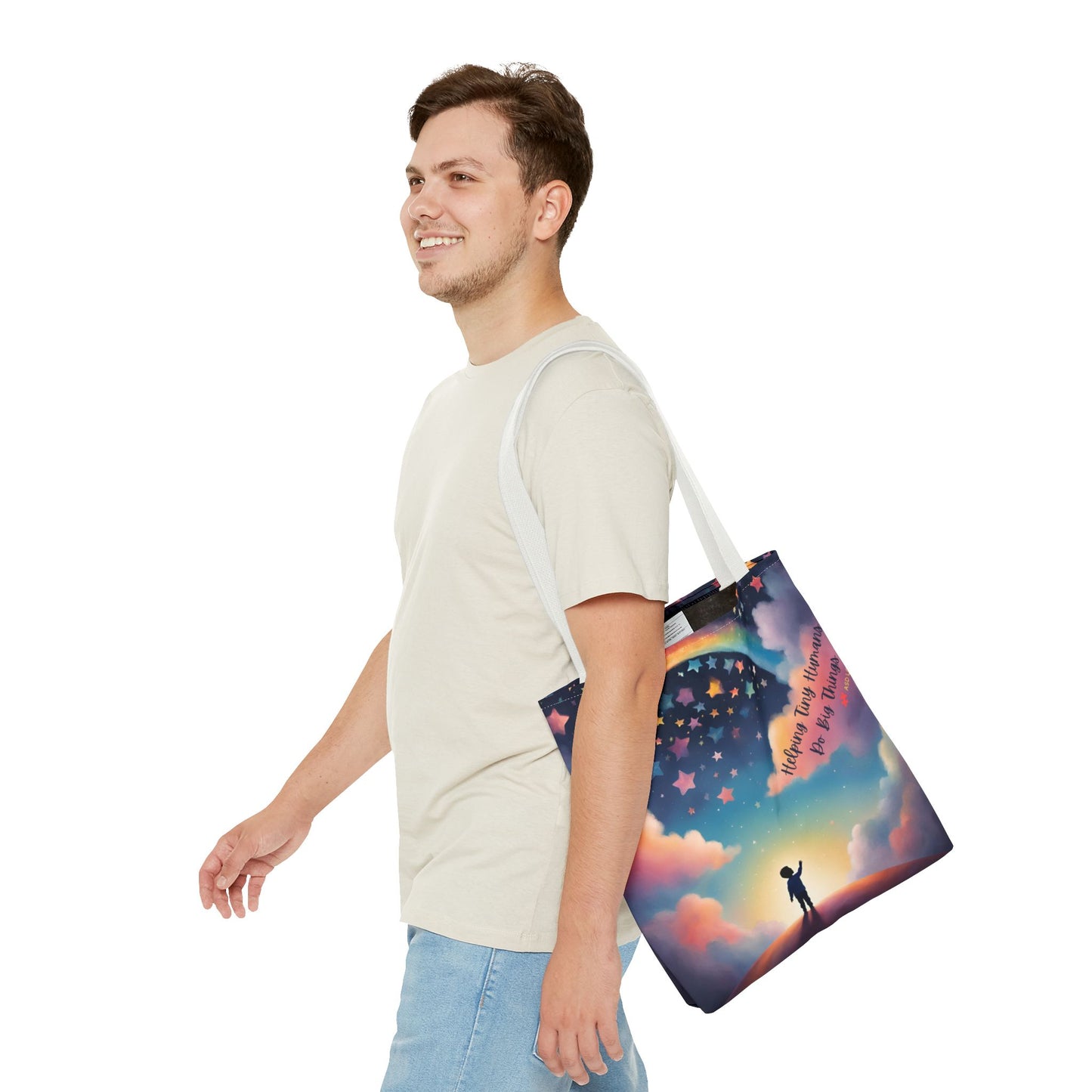 Helping Tiny Humans Do Big Things Tote - Inspiring Kids to Reach for the Stars