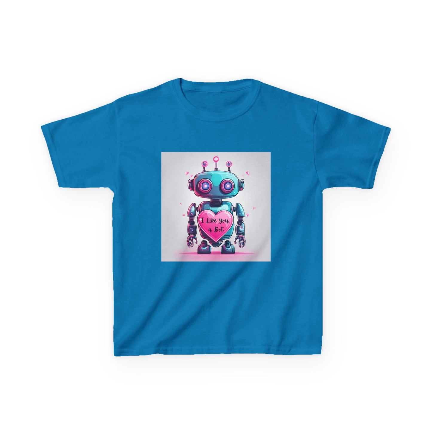 I Like You a Bot - Blue Robot Valentine's Kids Tee