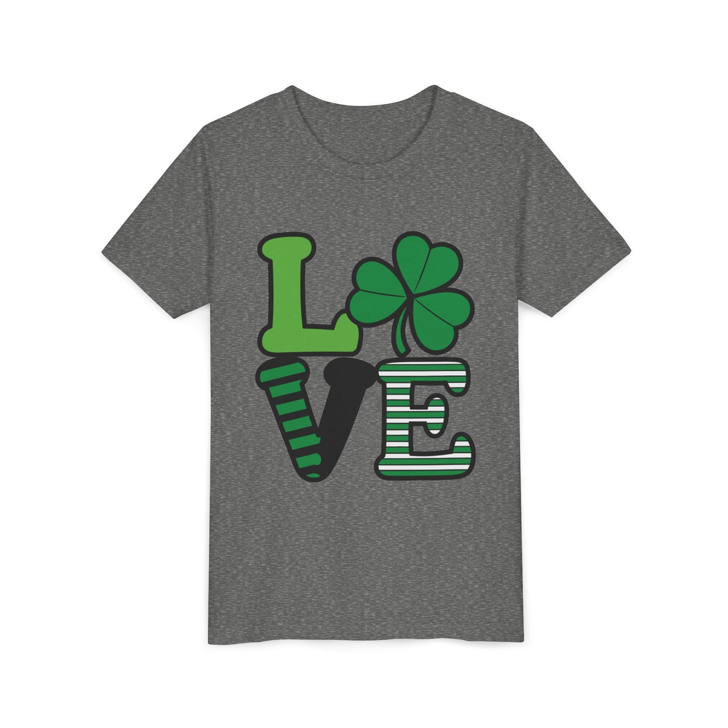 LOVE Shamrock Youth Tee | St. Patrick's Day Clover Graphic