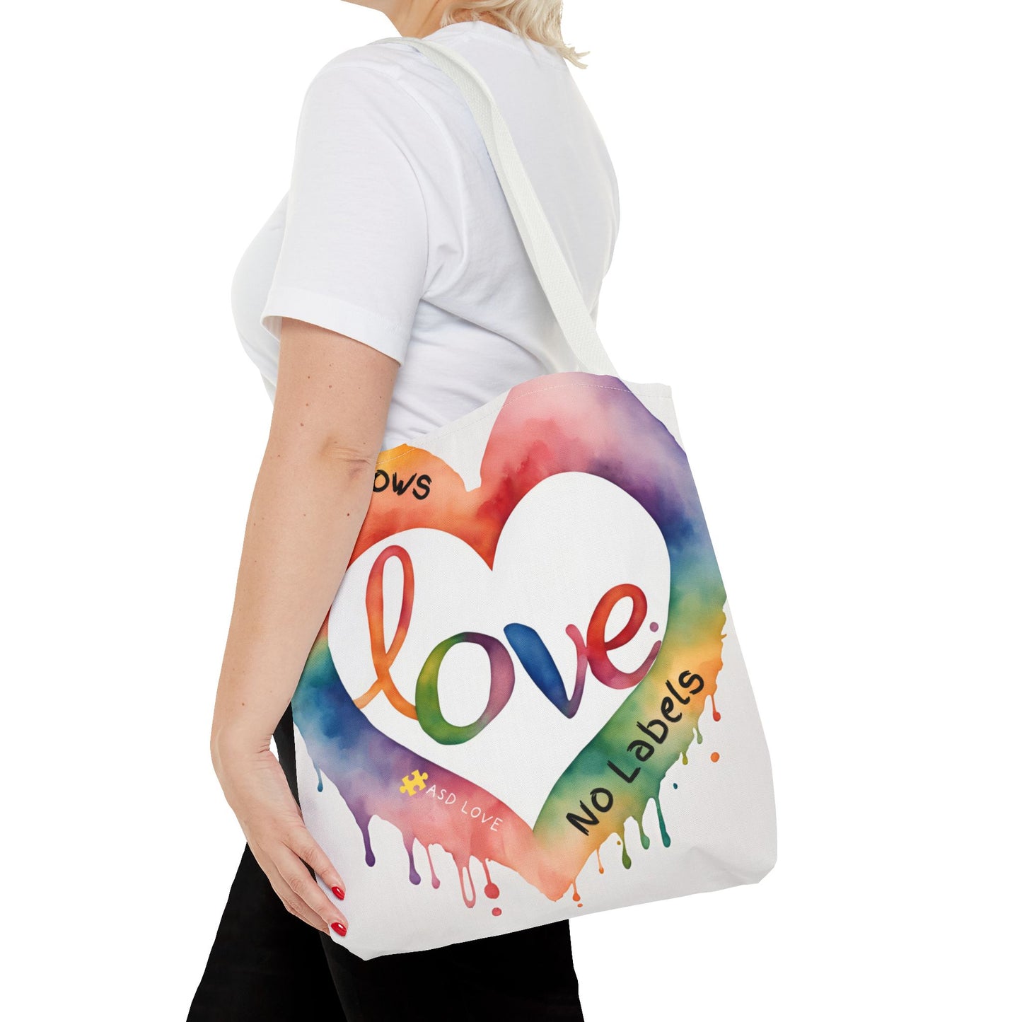 Love Knows No Labels Watercolor Drip Tote Bag - Embrace Acceptance & Harmony