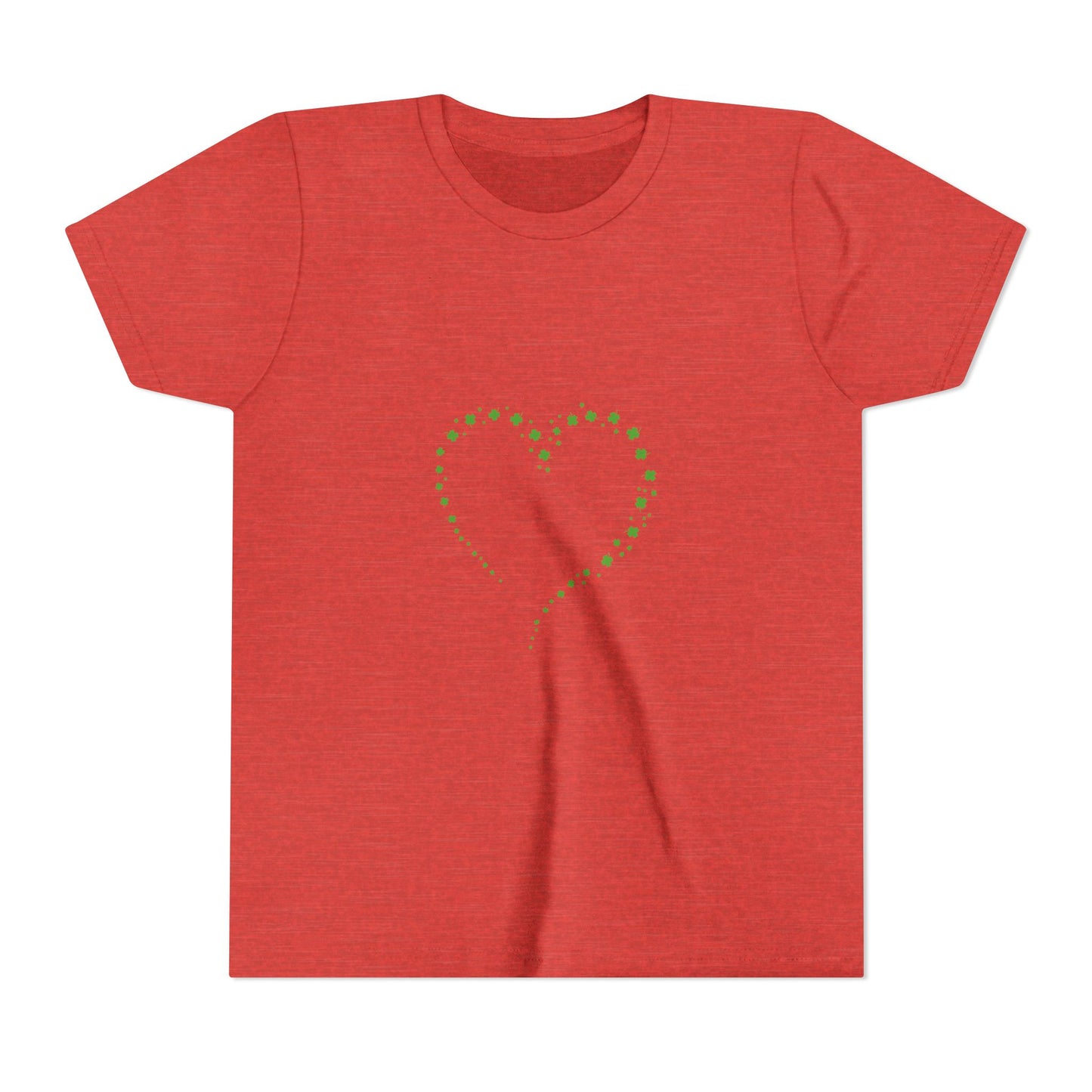 Green Heart Dotted Design Youth Tee | St. Patrick's Day Shamrock Motif