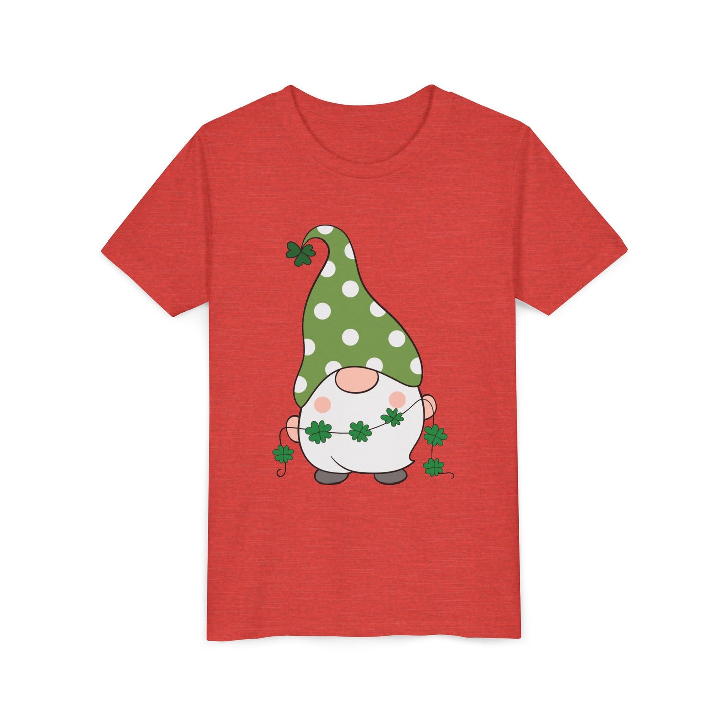 St. Patricks Gnome Youth Tee | Green Polka Dot Hat with Shamrocks
