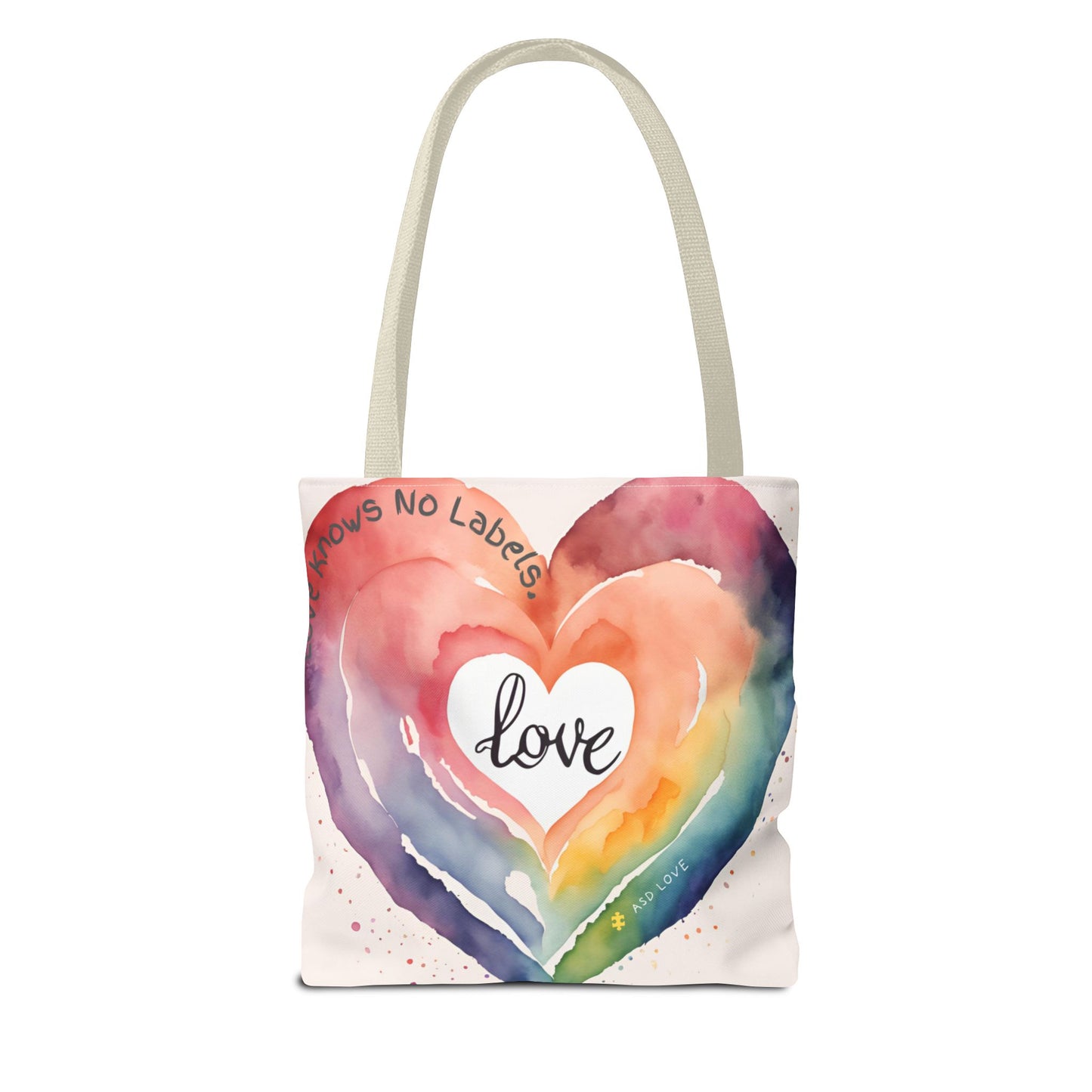 Love Knows No Labels Watercolor Heart Tote Bag - Celebrate Diversity &Unity