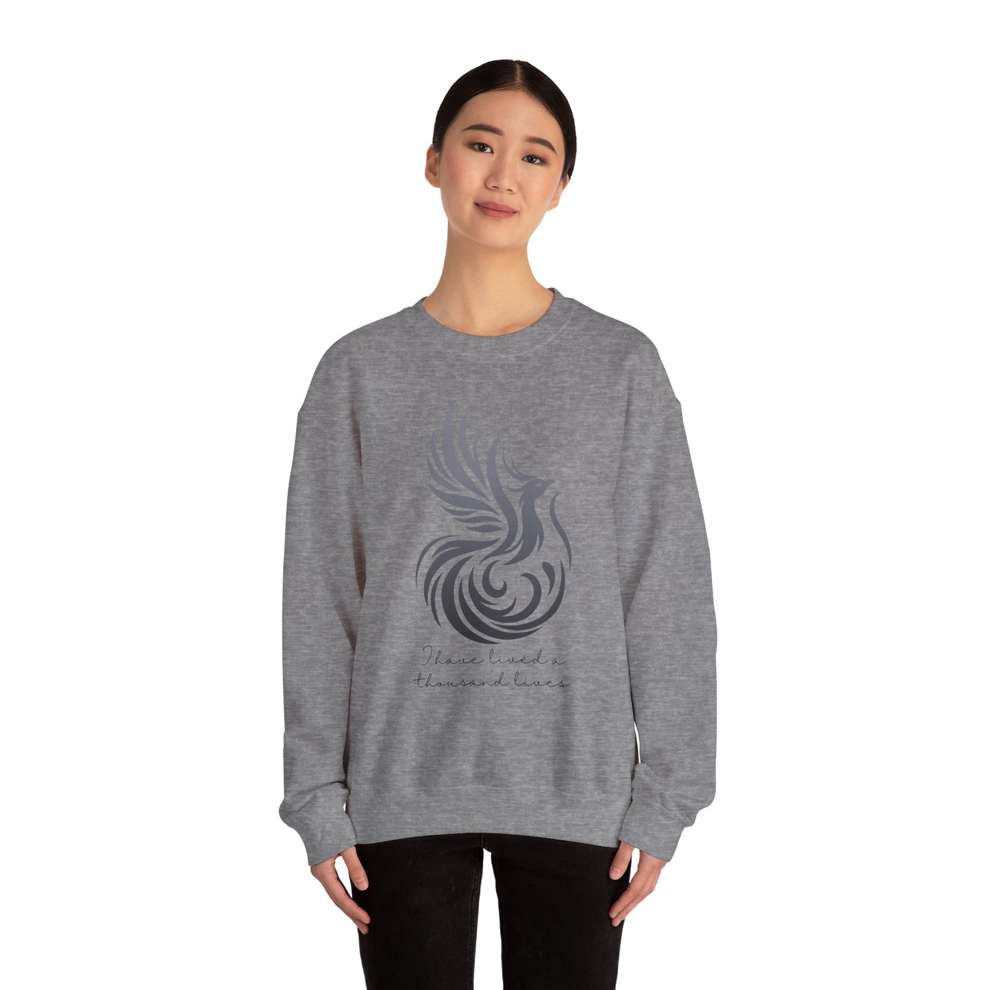 Phoenix Rising Sweatshirt - I Have Lived a Thousand Lives | Inspirational Unisex Sweatshirt - BlackF