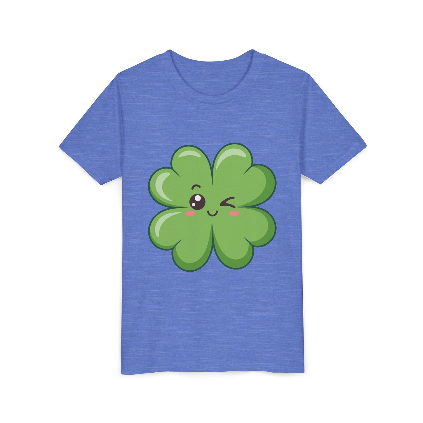 Kawaii Lucky Four-Leaf Clover Youth Tee | Cute St. Patrick's Day Shirt