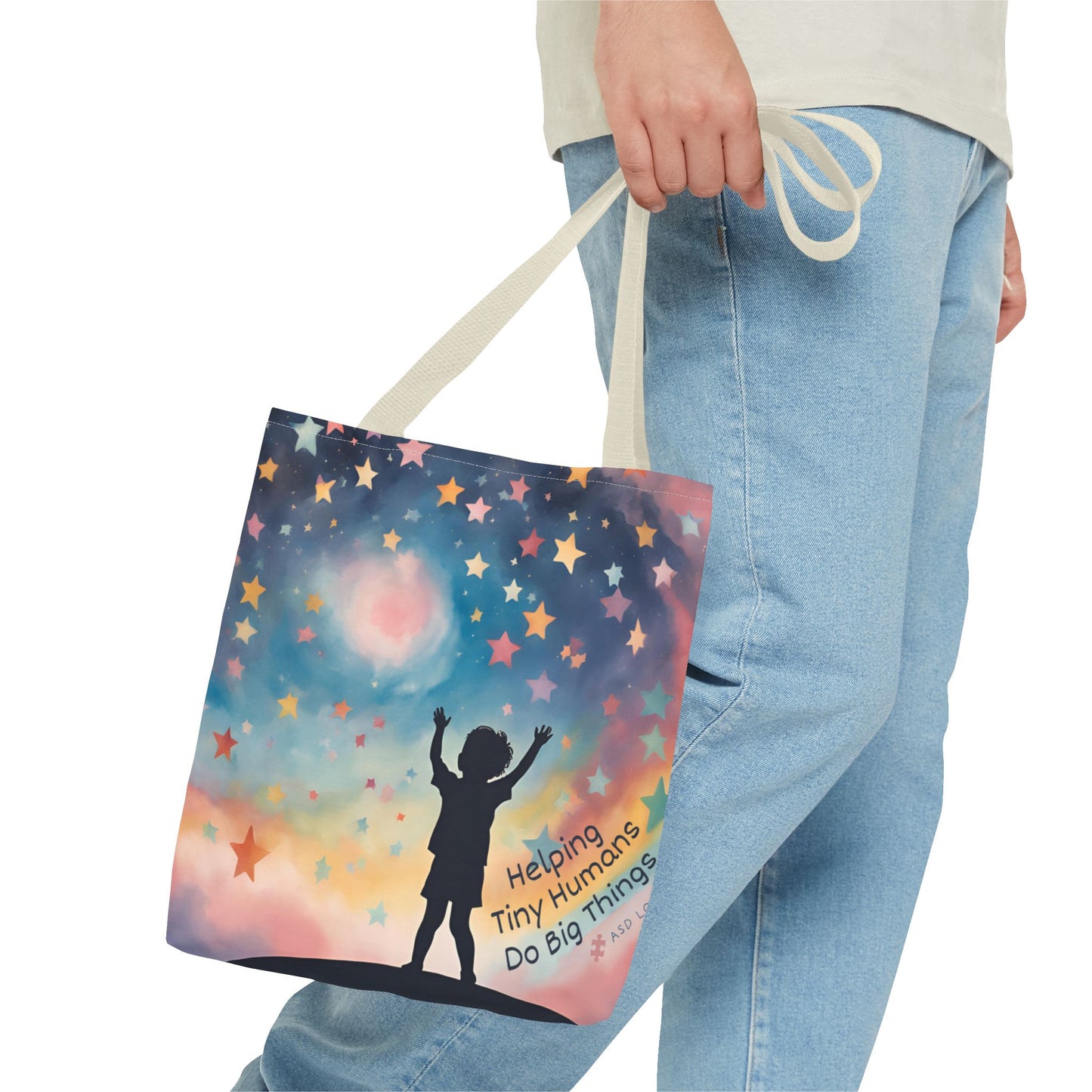 Helping Tiny Humans Do Big Things Tote - Inspiring Kids to Reach for the Stars