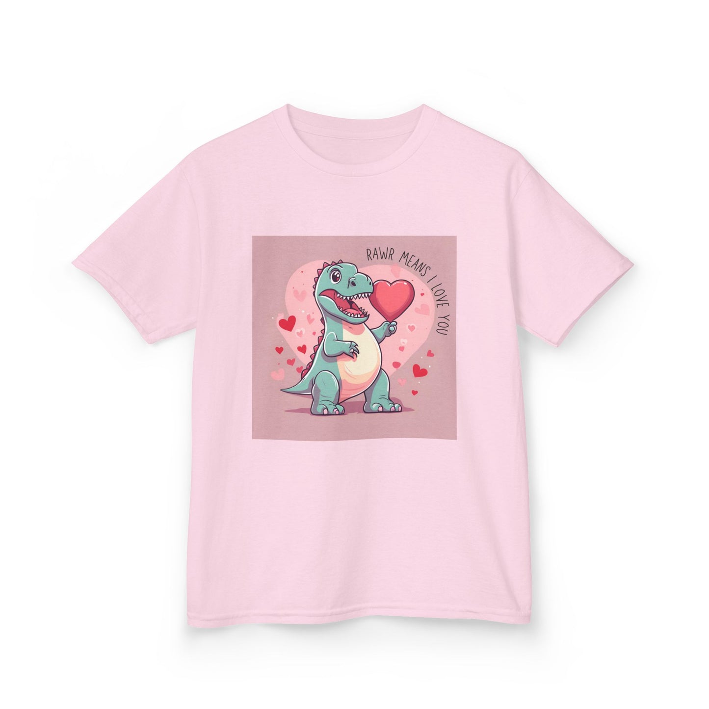 RAWR Means I LOVE YOU - Blue Dino Valentine's Kids Tee