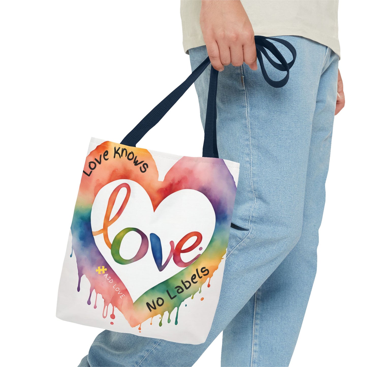 Love Knows No Labels Watercolor Drip Tote Bag - Embrace Acceptance & Harmony