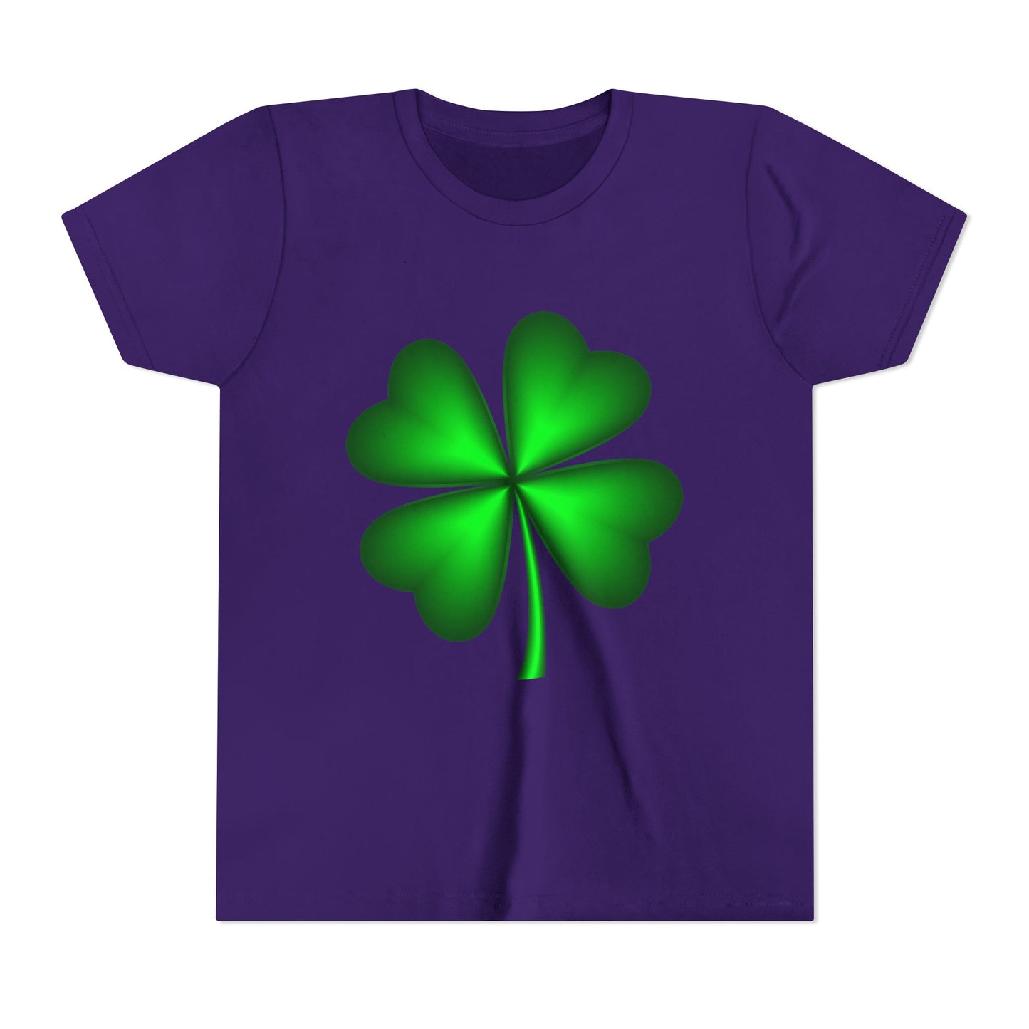 Green Four-Leaf Clover Youth Tee | St. Patrick's Day Shamrock Shirt
