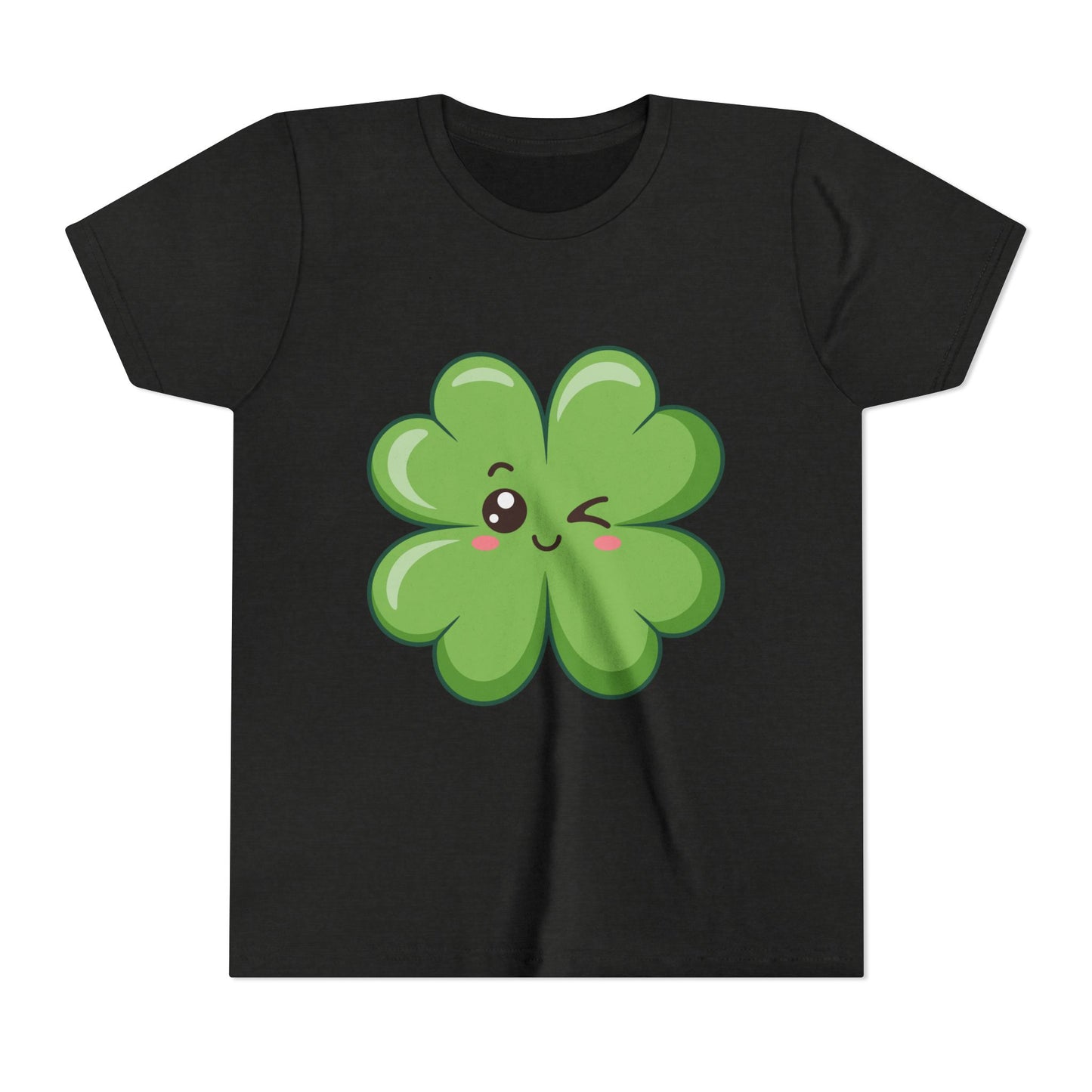 Kawaii Lucky Four-Leaf Clover Youth Tee | Cute St. Patrick's Day Shirt