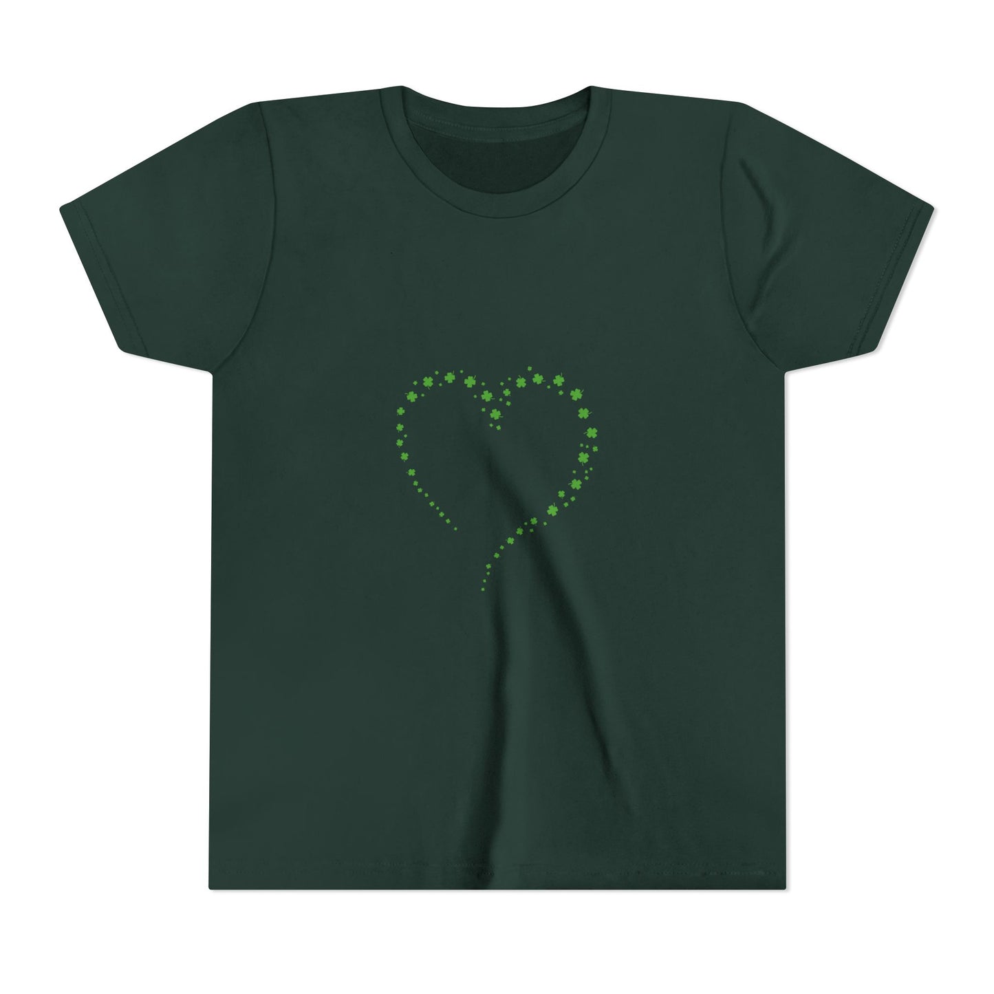 Green Heart Dotted Design Youth Tee | St. Patrick's Day Shamrock Motif